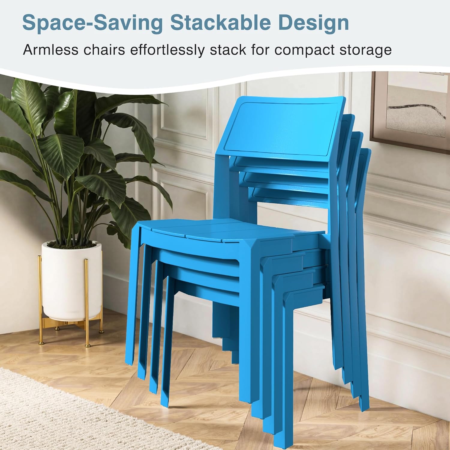 VECELO Dining Chairs Set of 4, Stackable Plastic Kitchen Chairs