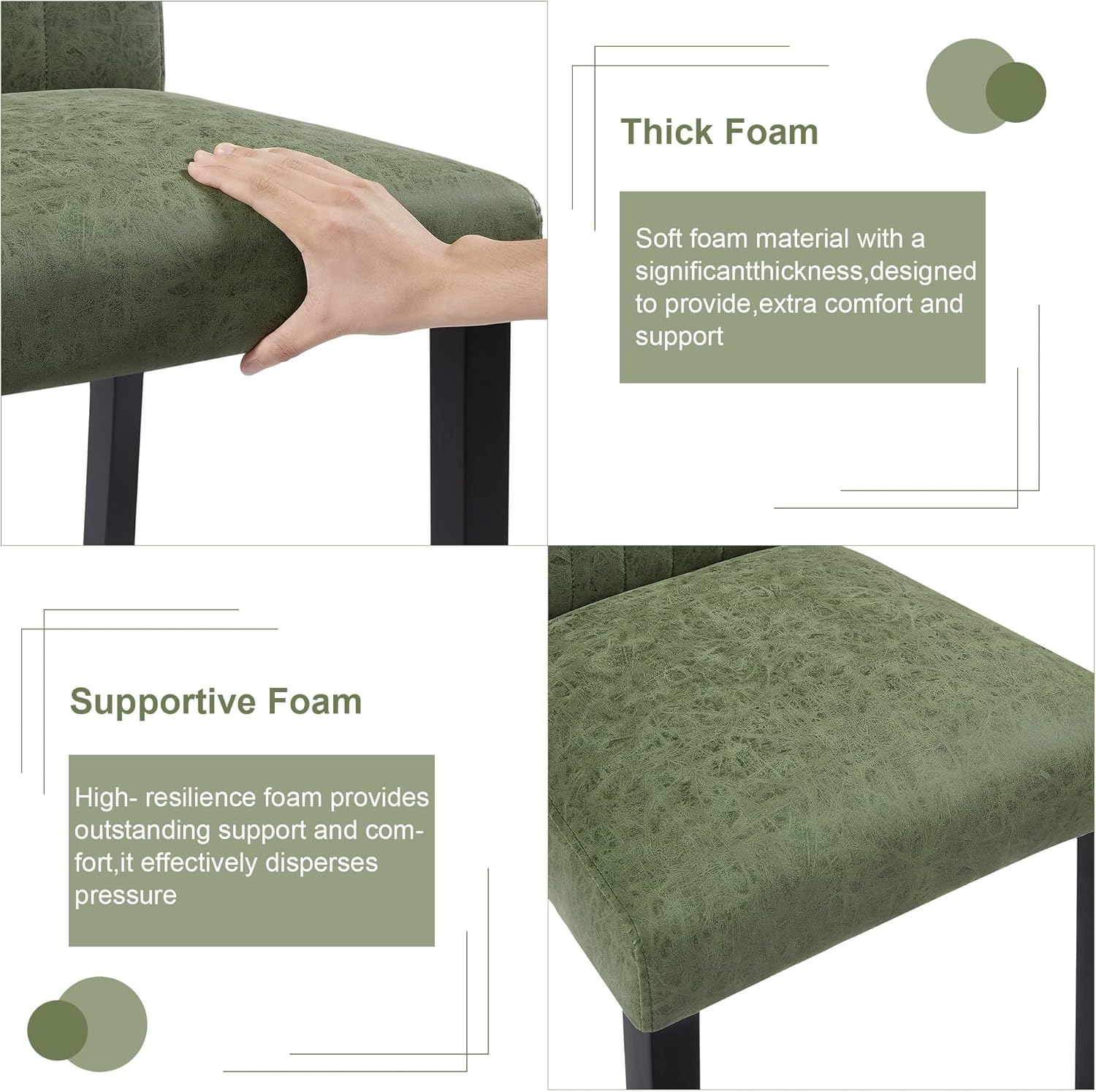 VECELO Upholstered Dining Chairs Set of 2 Modern Fabric and Solid Wood Legs & High Back