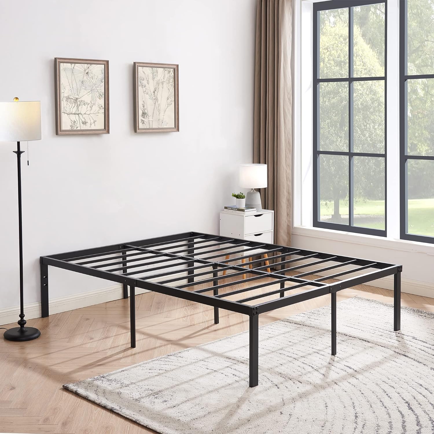 VECELO Metal Platform Bed Frame Heavy Duty Steel Slat, No Box Spring Needed