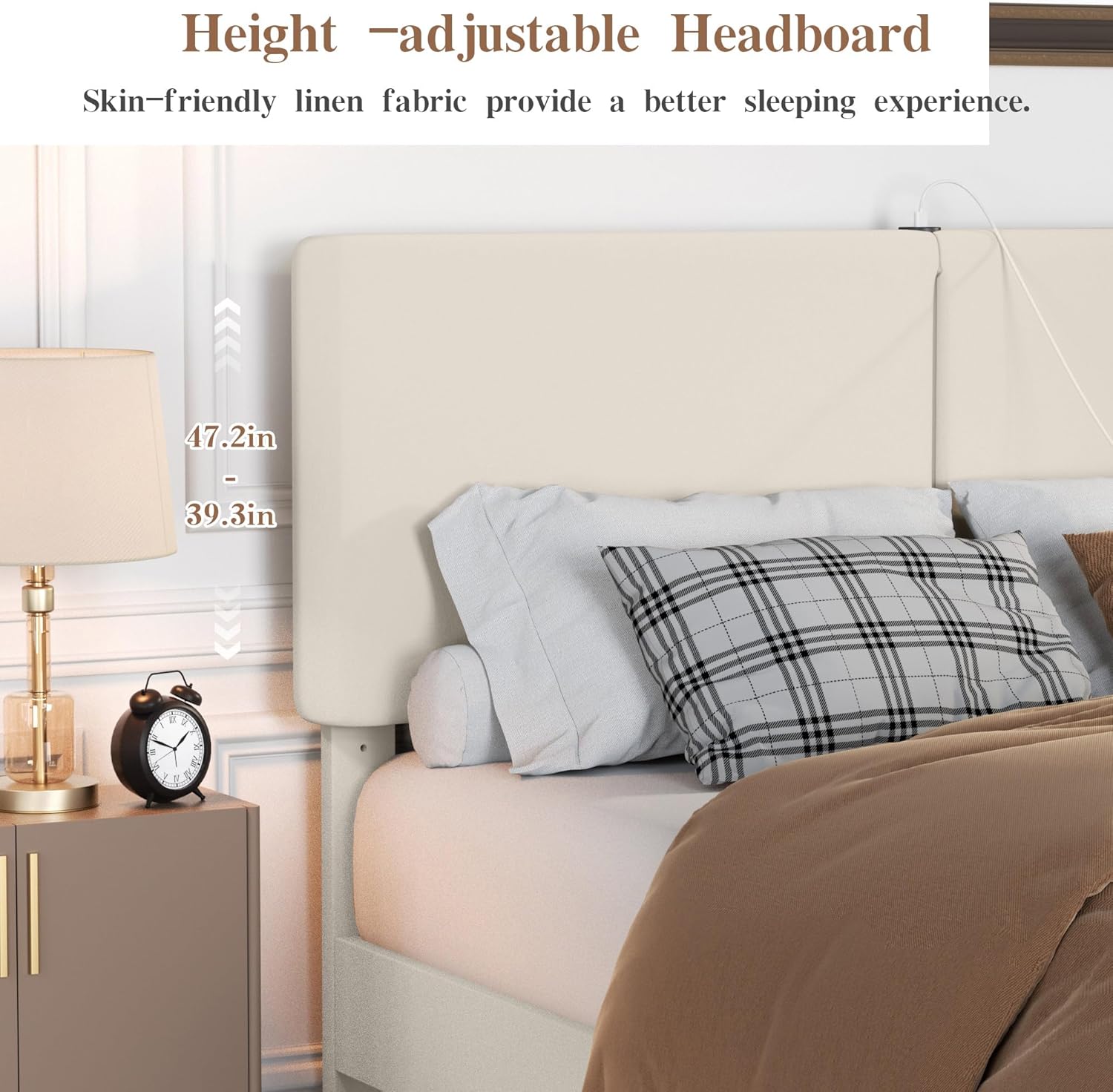 VECELO 2 Sets Twin Bed Frame with Type-C & USB Ports