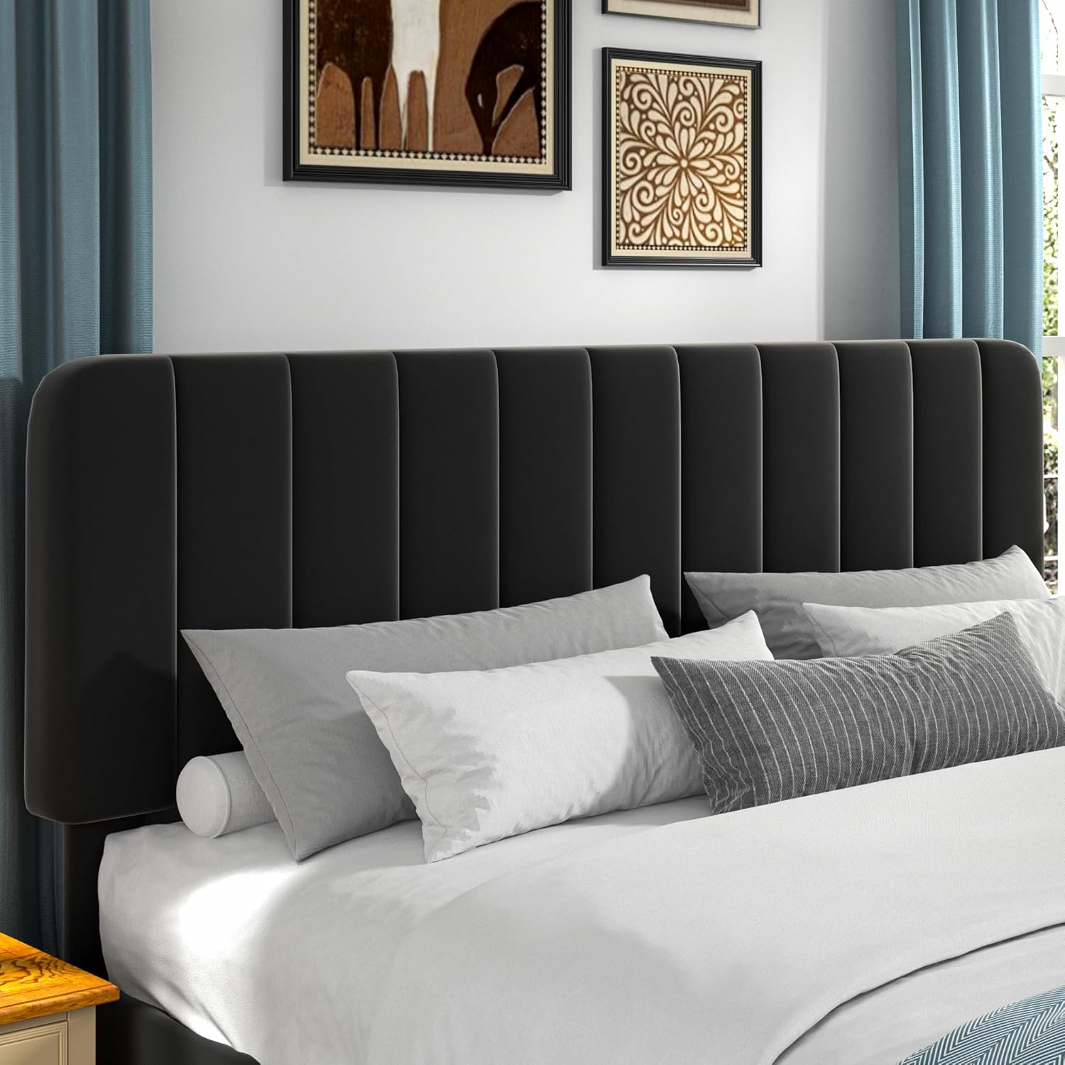 VECELO Upholstered Platform bedframe with Adjustable Headboard