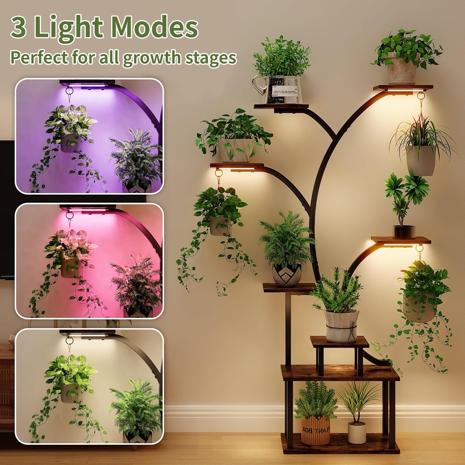 VECELO Plant Stand with Grow Light