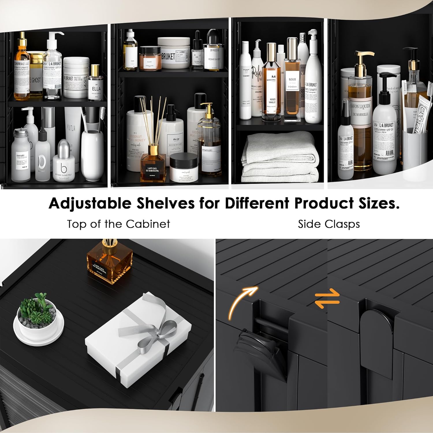 VECELO 4-Tier Tall Narrow Storage Cabinet with Movable Wheels