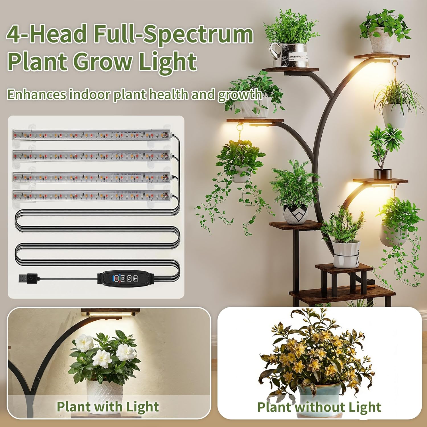 VECELO Plant Stand with Grow Light