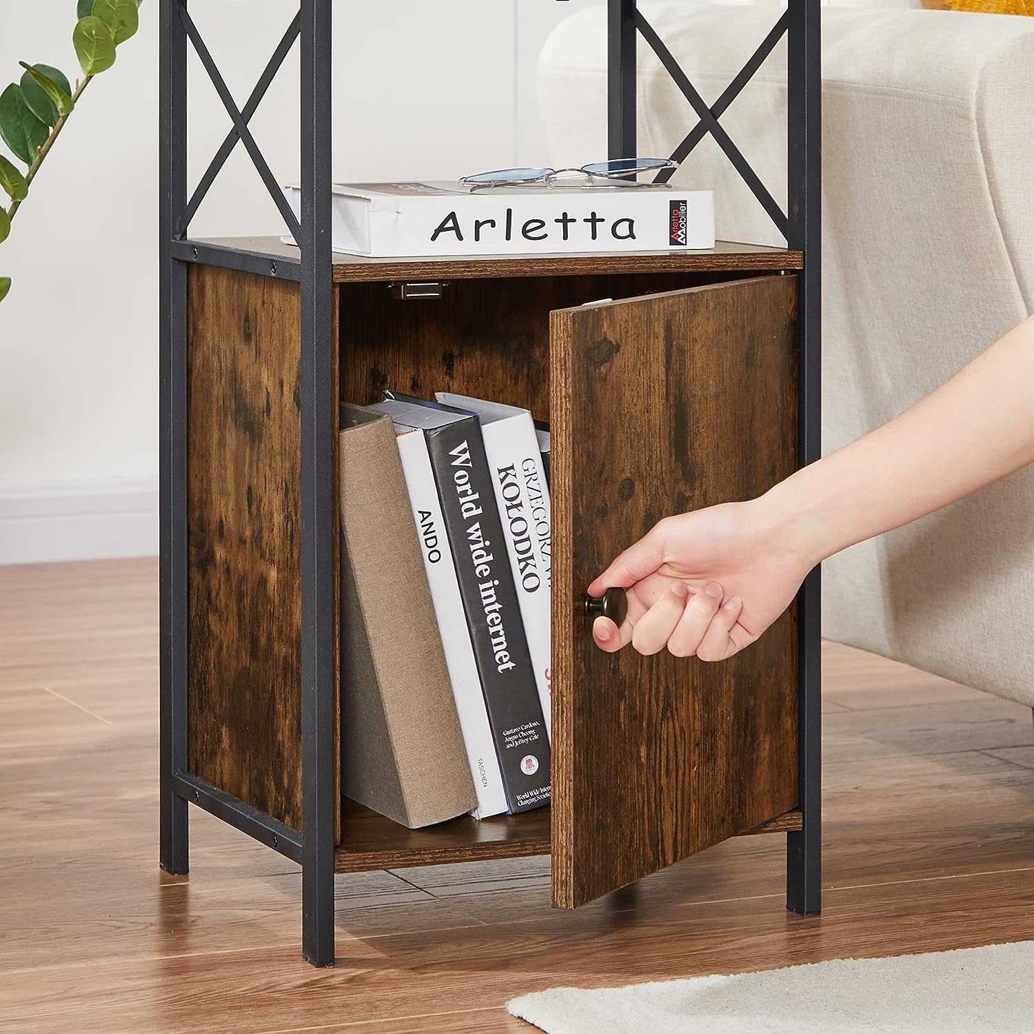 VECELO Tall Side Storage, Large Capacity Bedside Nightstand