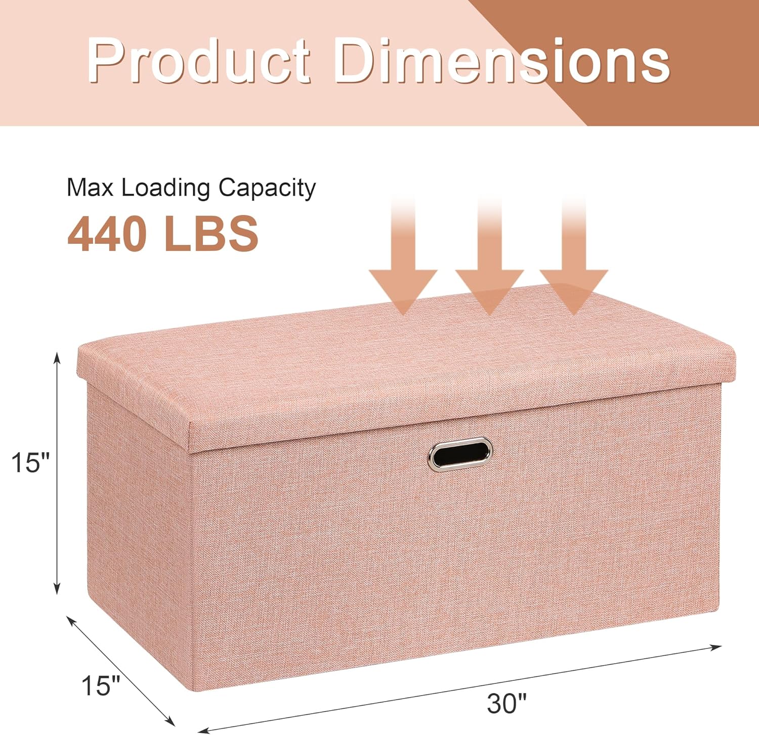 VECELO Folding Storage Ottoman Bench