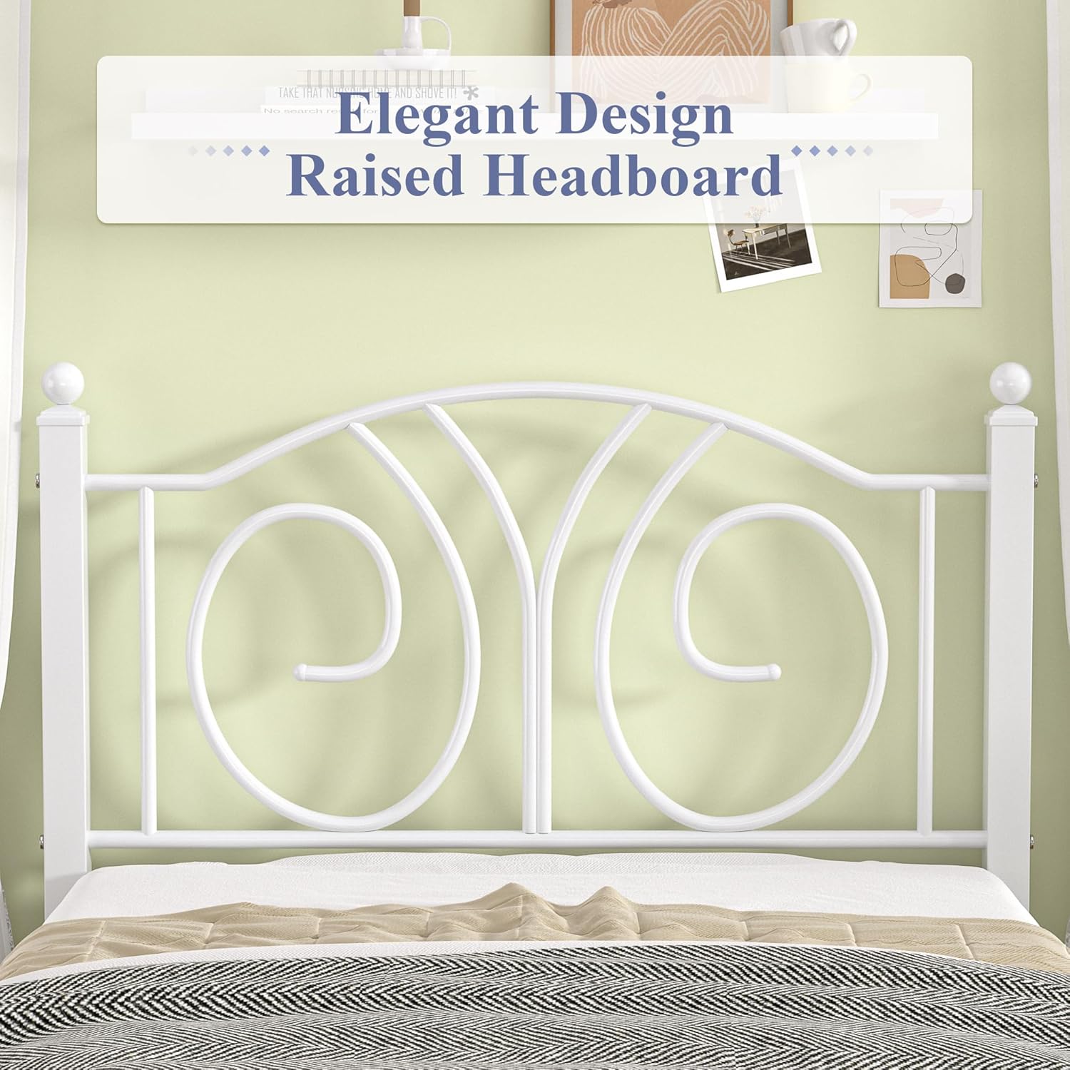 VECELO Twin Size Metal Platform Bed Frame with headboard and Footboard