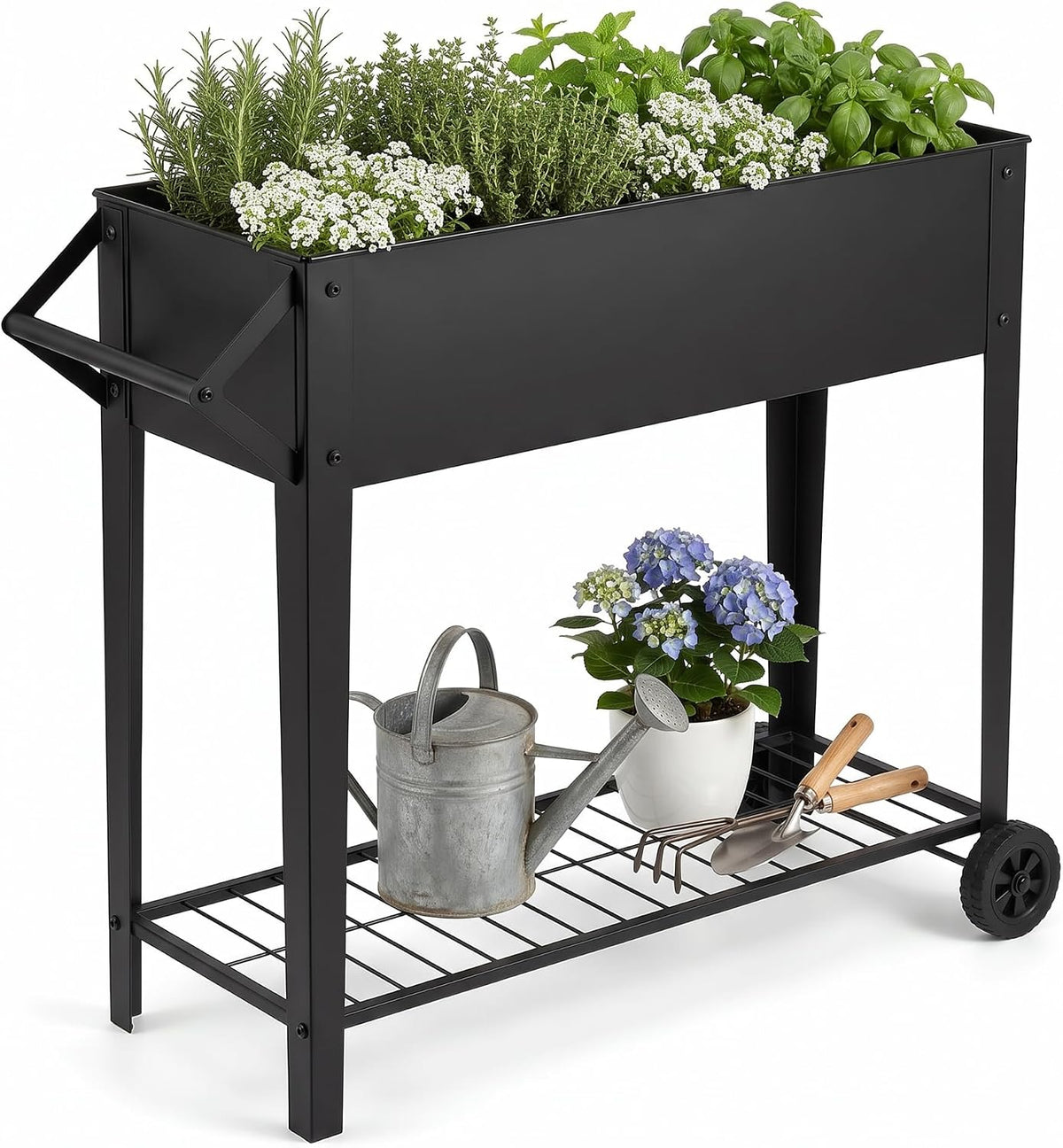 VECELO Elevated Raised Garden Bed with Wheels