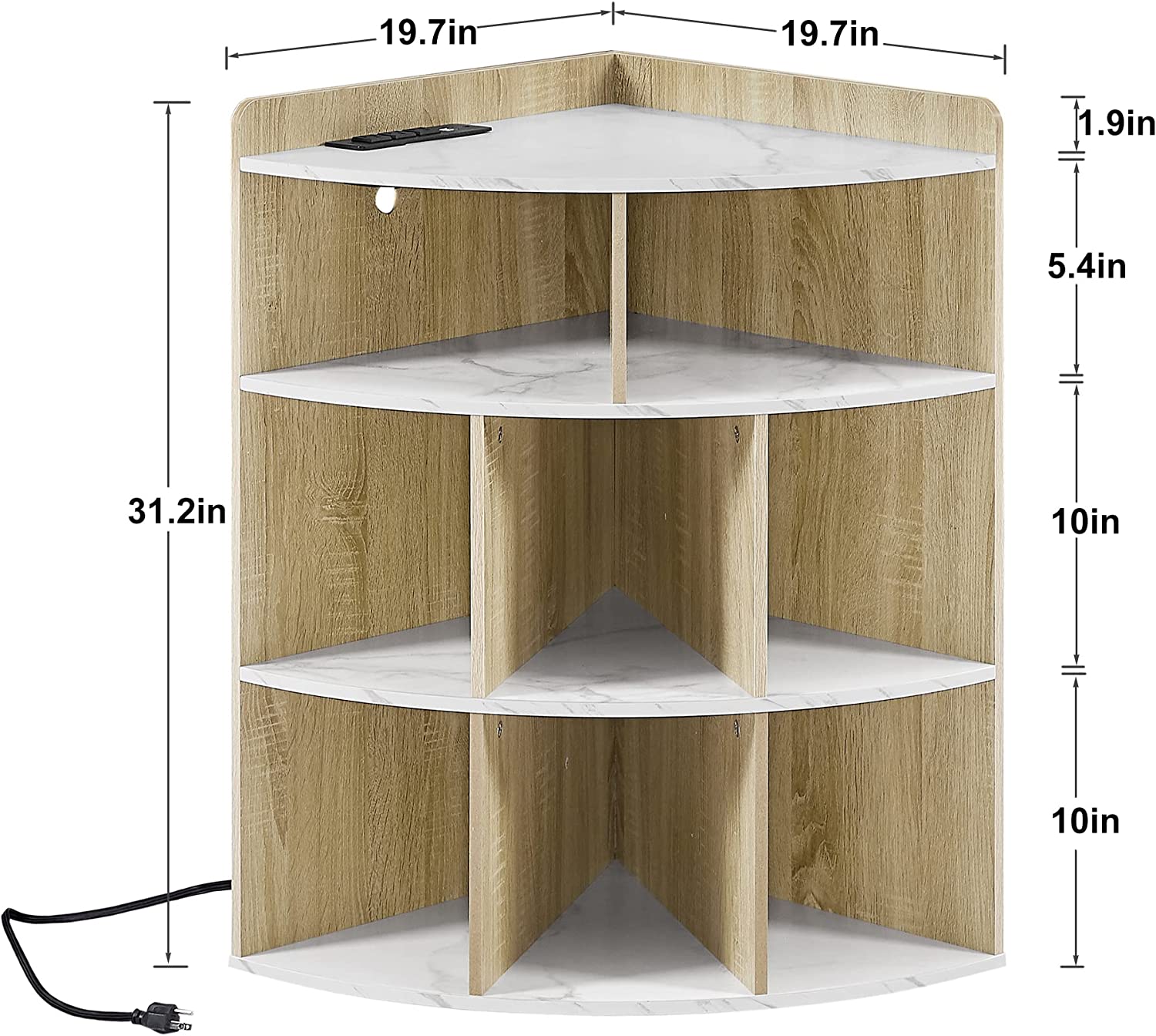 VECELO 3-Tier Corner Cabinet with 8 Cubbies, Wooden Cube Storage Organizer - VECELO