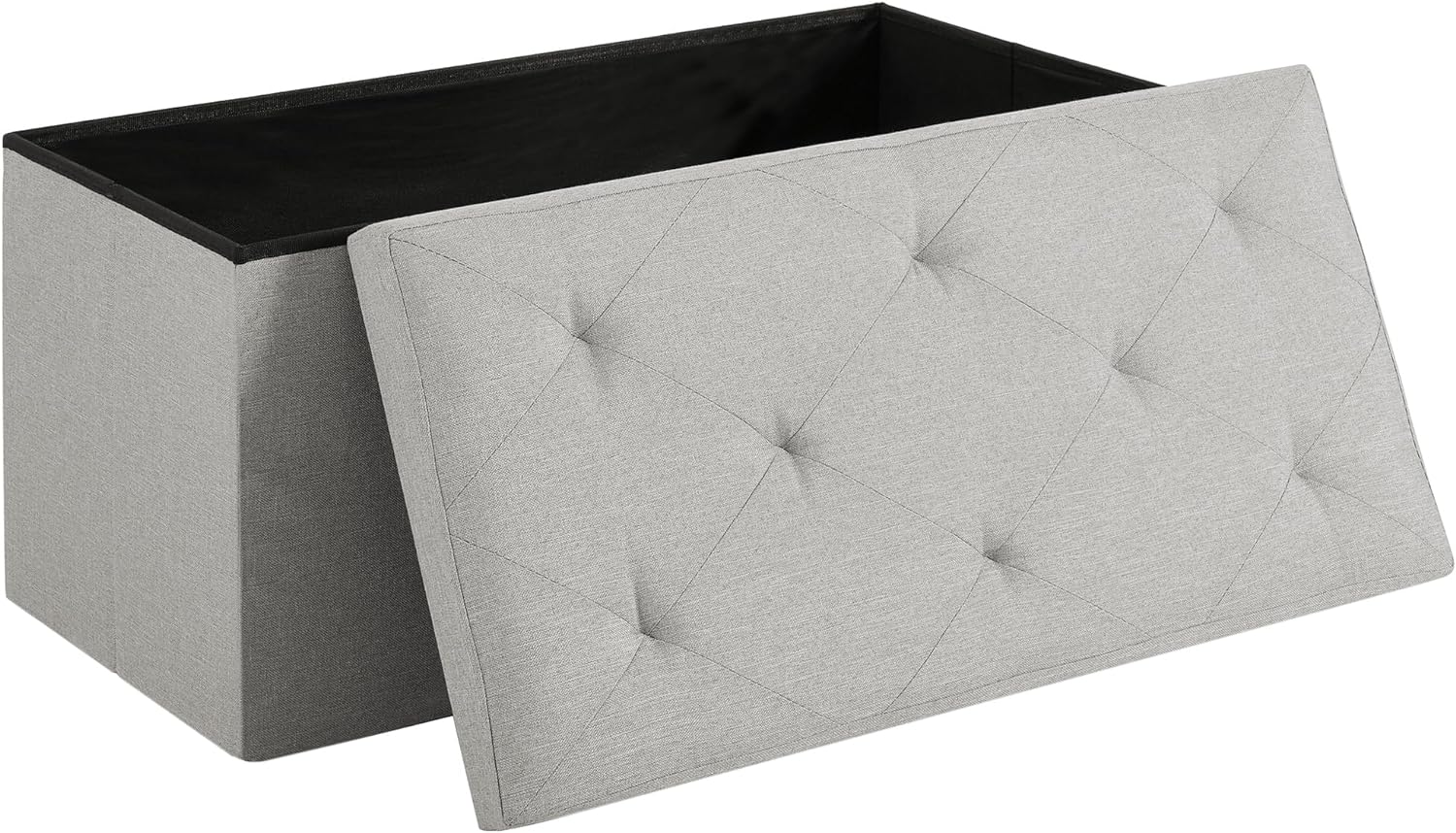 VECELO Folding Storage Ottoman Bench, Storage Chest, Linen Fabric - VECELO