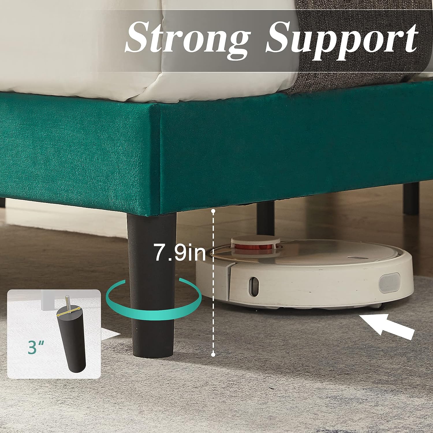 VECELO Modern Upholstered Platform Bedframe, Adjustable Headboard - VECELO