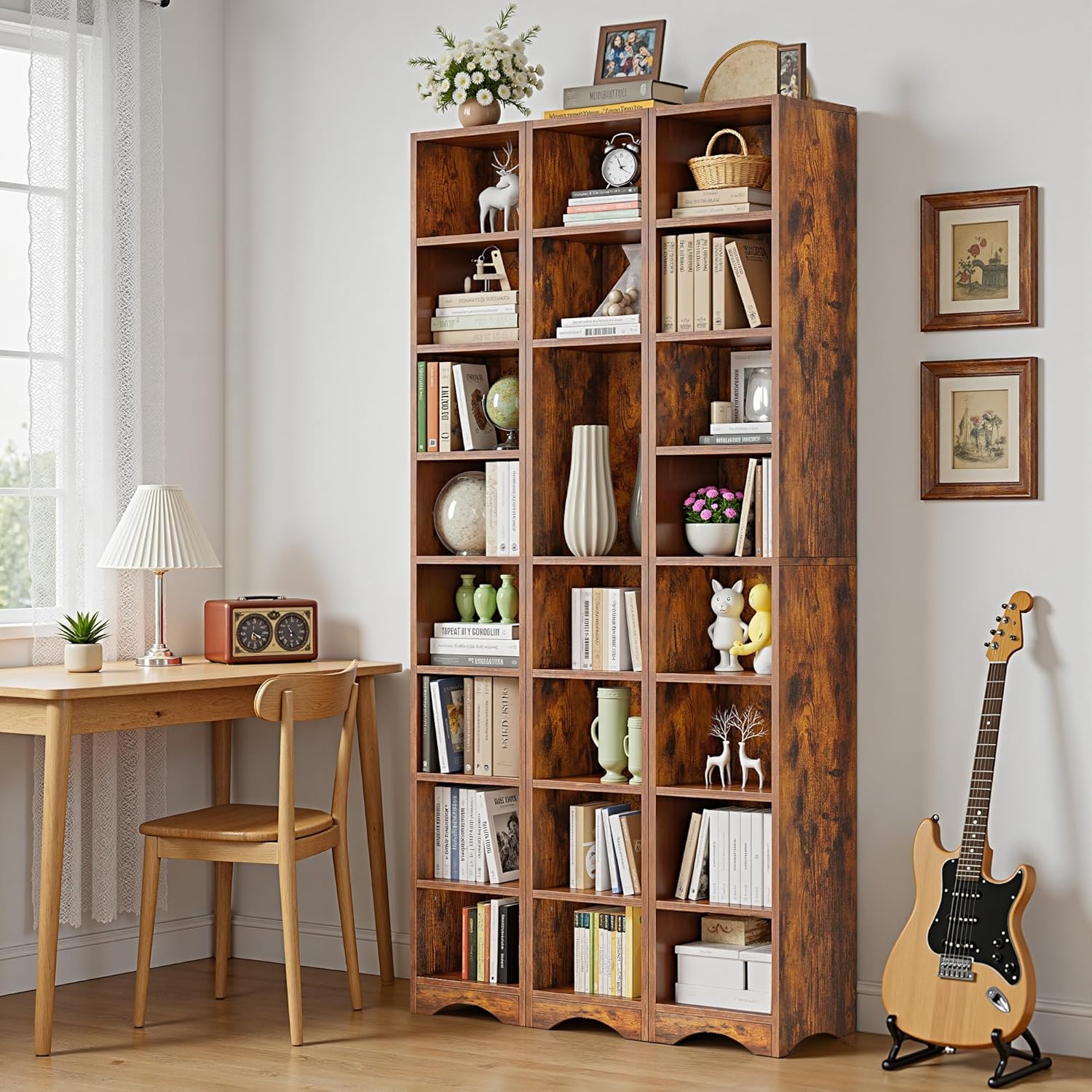 VECELO 8-Tier Tall Narrow Bookshelf