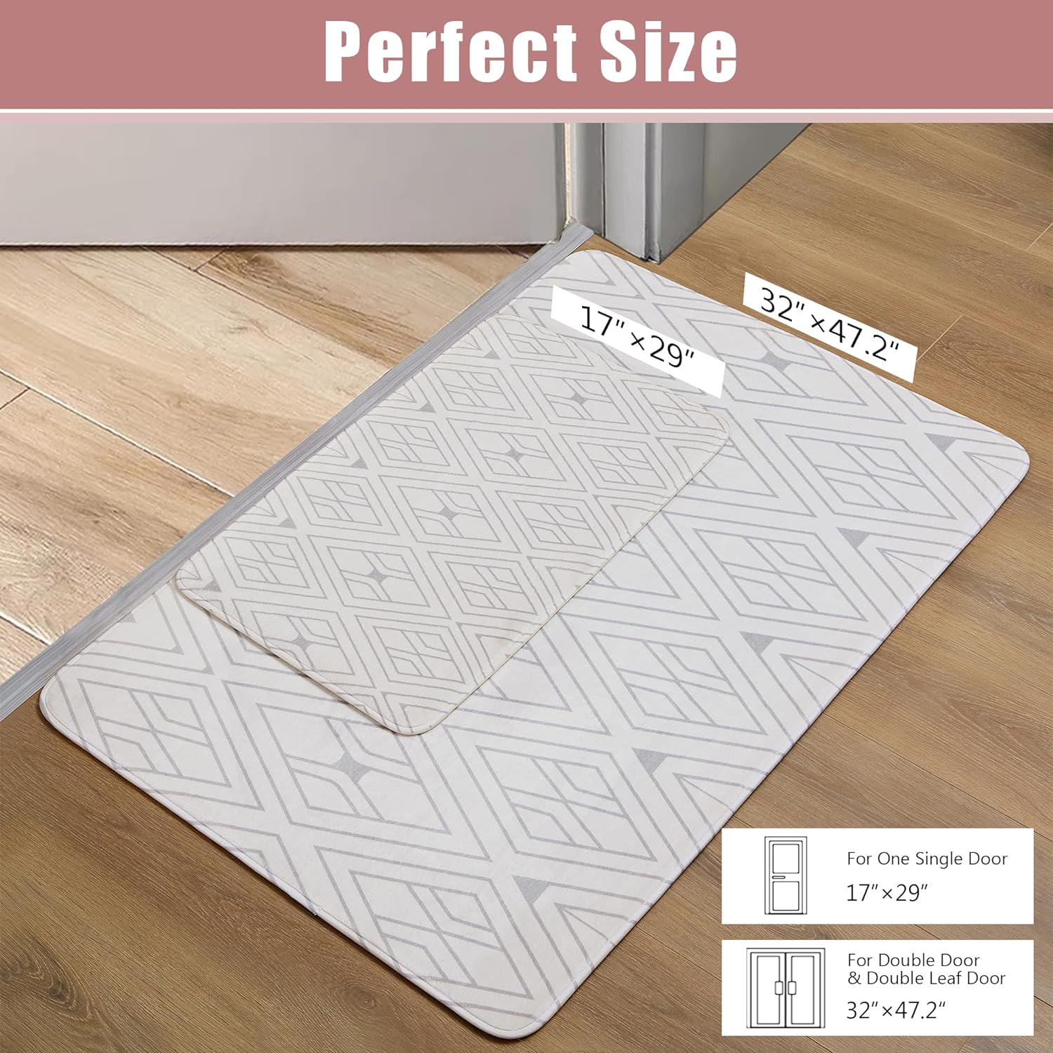 VECELO Front Door Mat Indoor Welcome Mat Outdoor, Absorbent Muddy Kitchen Rugs