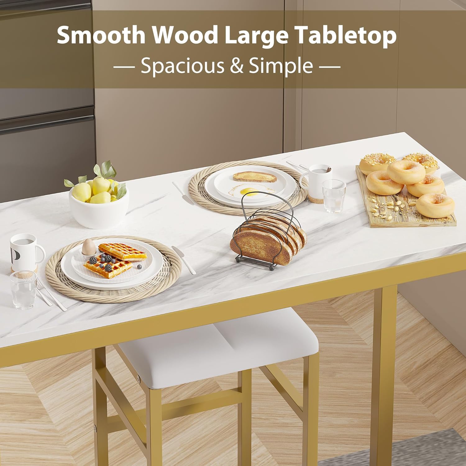 VECELO Bar Table and Chairs Set for 2 - VECELO