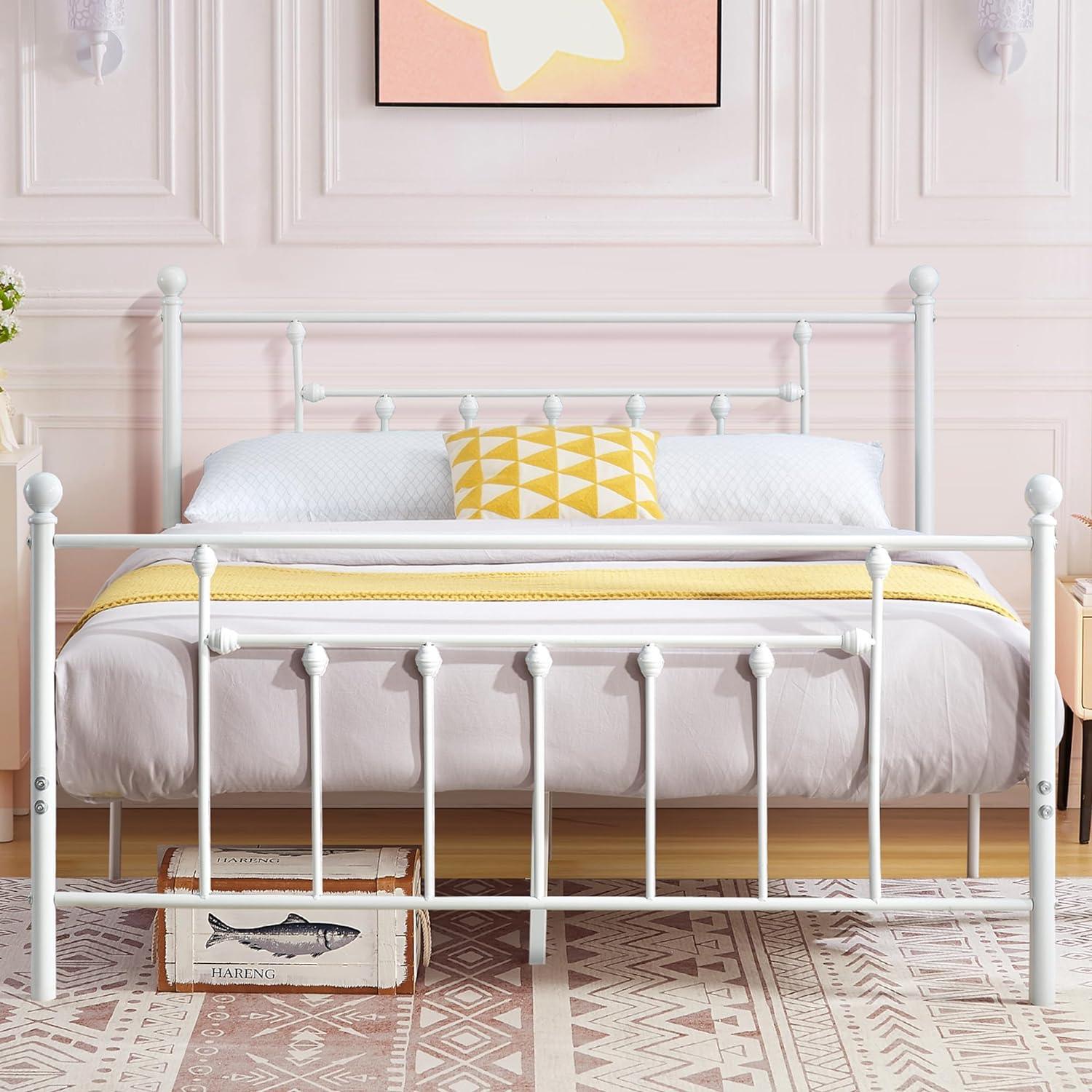 Modern Metal Platform Bed Frame Mattress Foundation with Headboard and Footboard