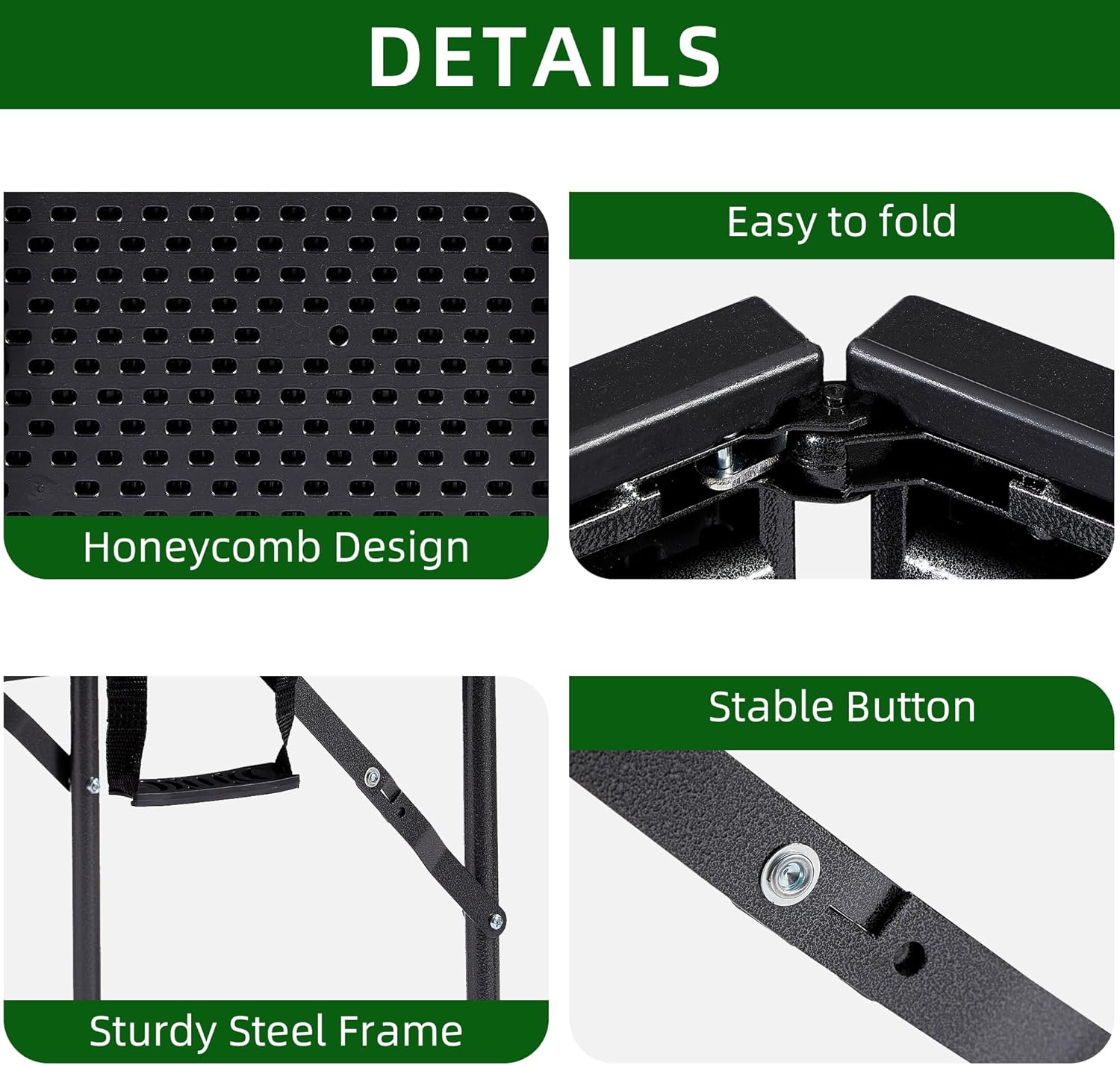 VECELO Folding Plastic Card Table Square with Mesh Bag - VECELO