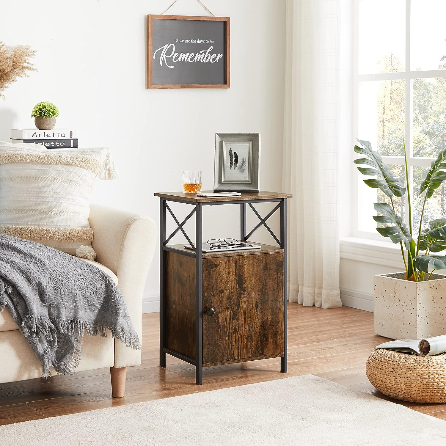 VECELO Tall Side Storage, Large Capacity Bedside Nightstand