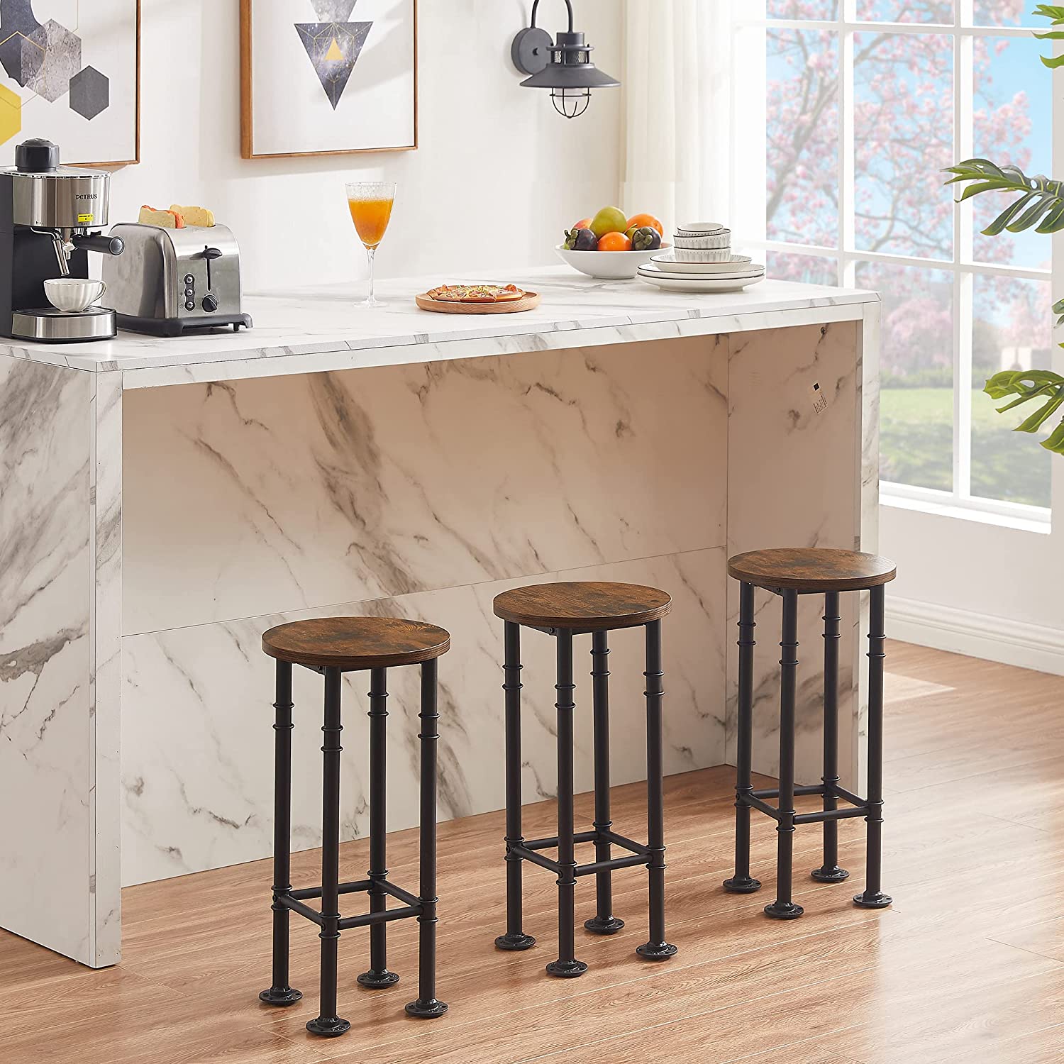 VECELO Counter Height Bar Stools Set of 2 - VECELO