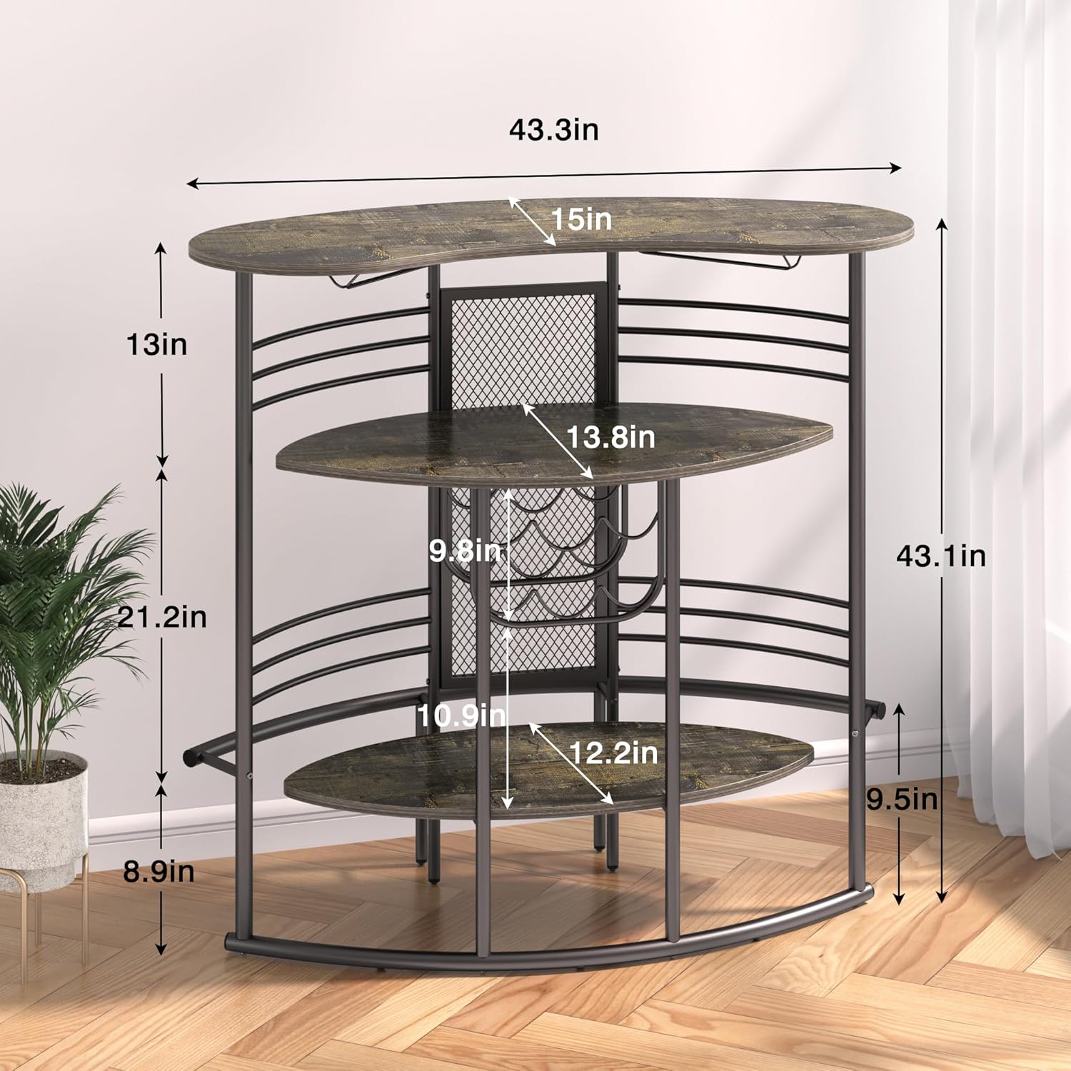 VECELO Vintage Liquor Cabinet Wine Rack Bar Unit