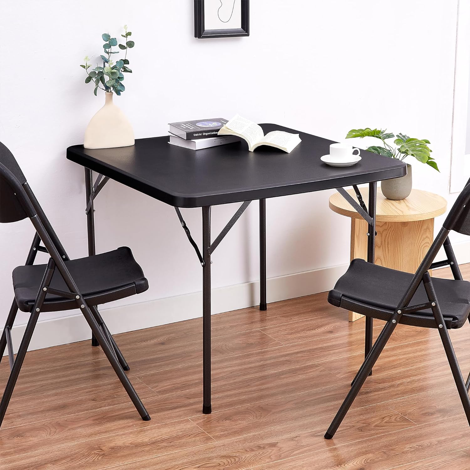 VECELO Folding Plastic Card Table Square with Mesh Bag - VECELO