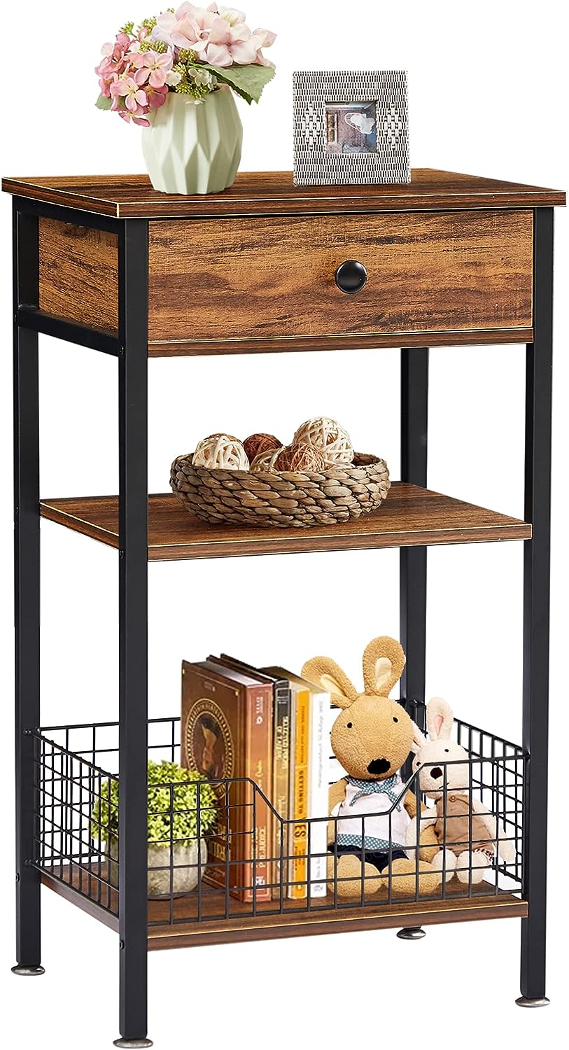 VECELO 27.5" Tall End Tables, Nightstands - VECELO