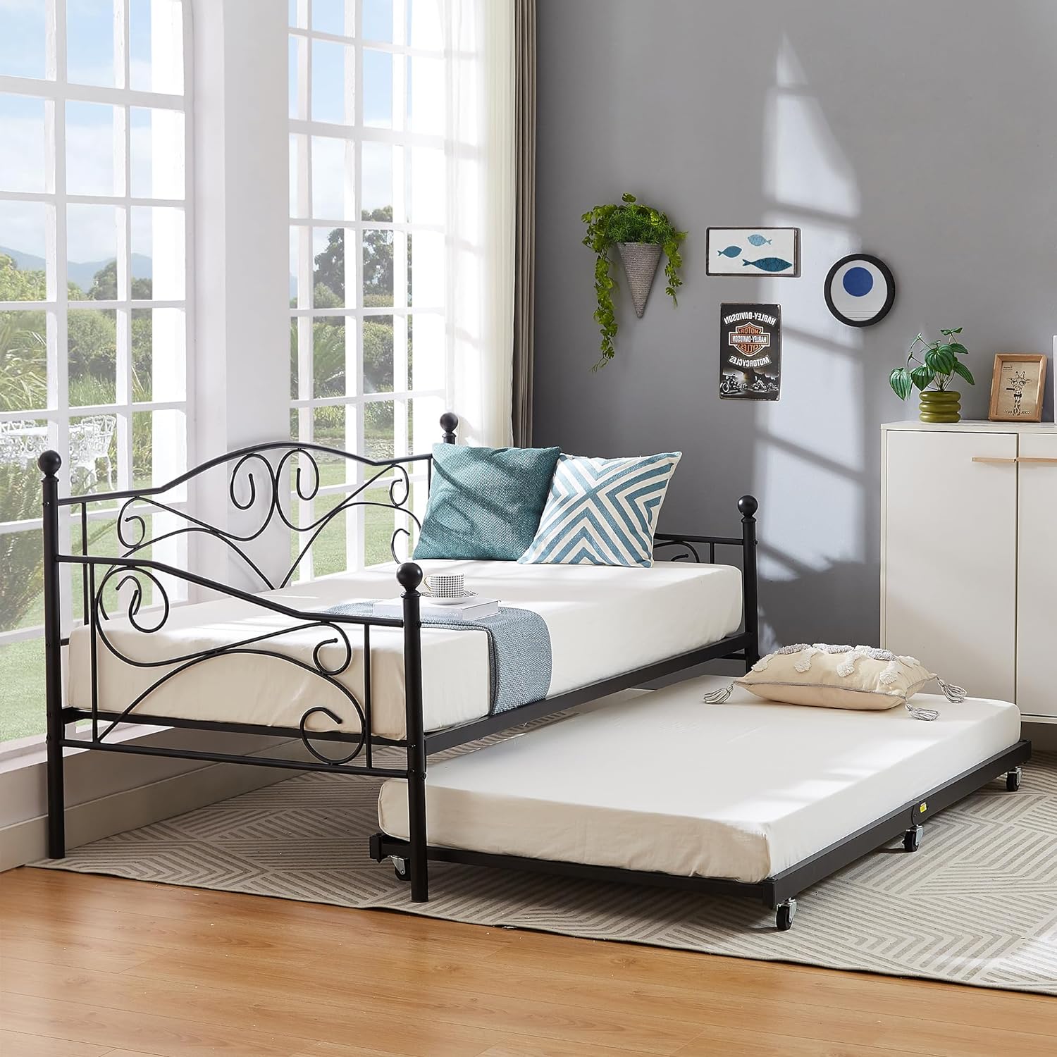 VECELO Premium Daybed Metal Bed Frame Twin Size