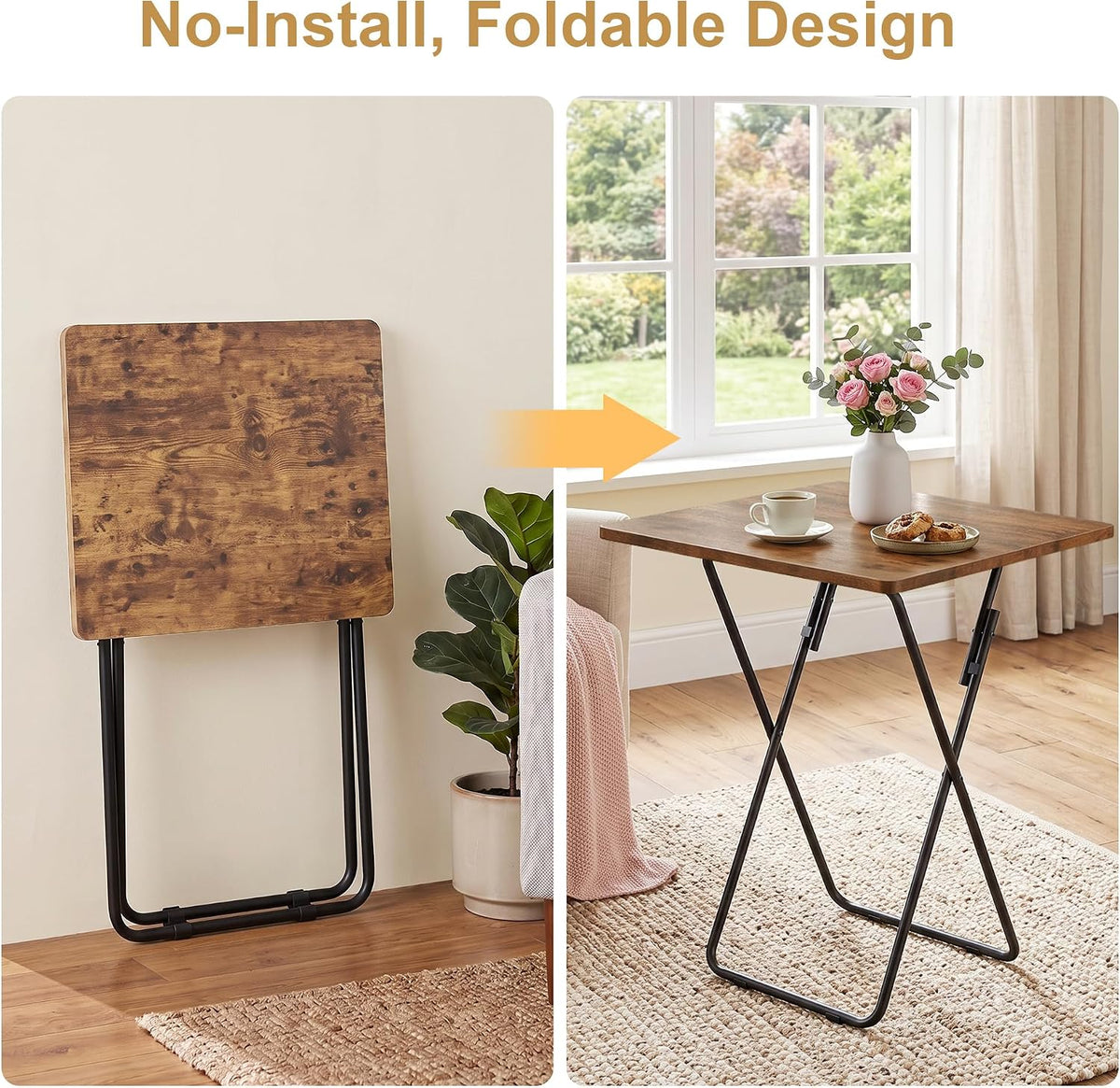 VECELO Folding Table Portable TV Snack Trays No Assembly Required