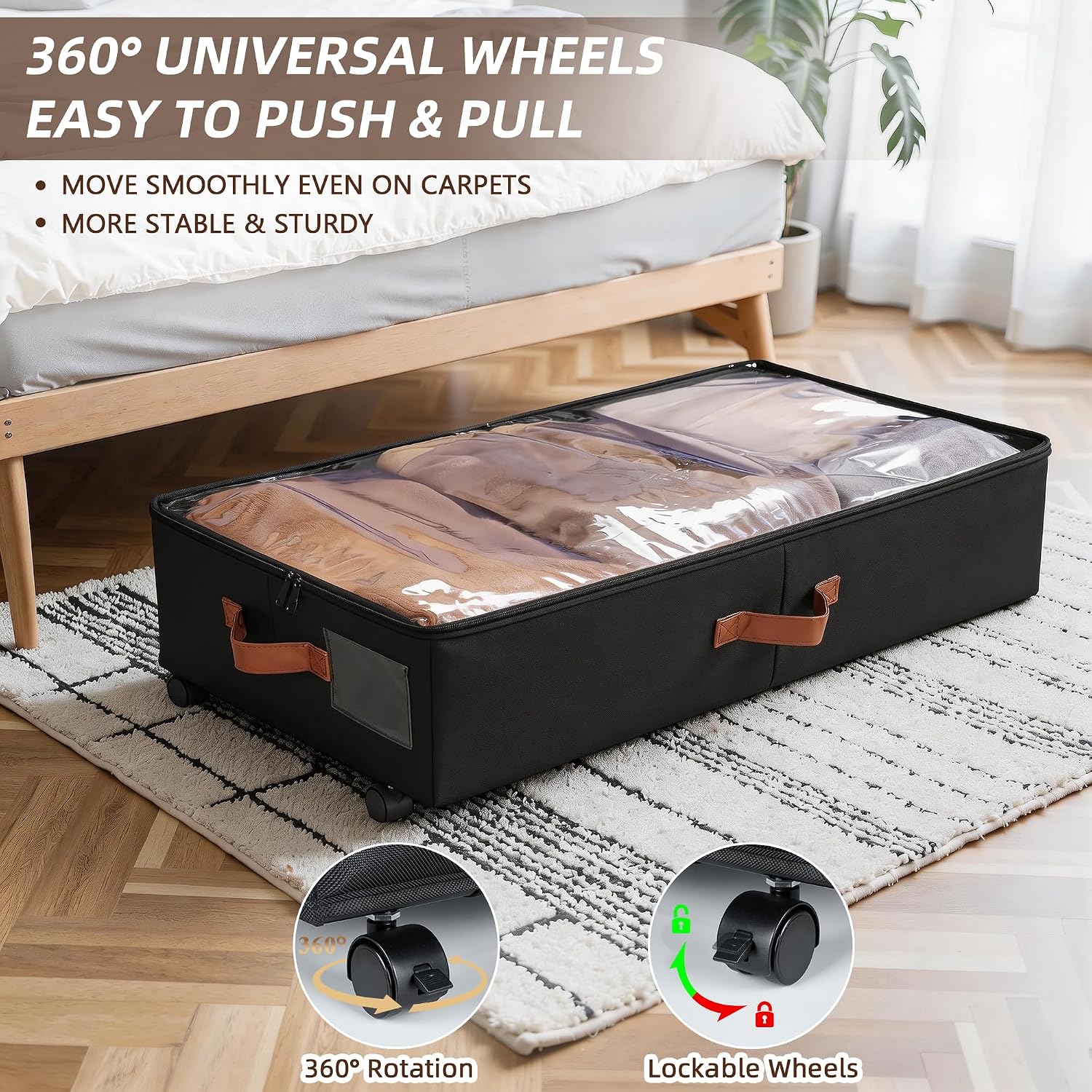 VECELO Under Bed Storage with Wheels