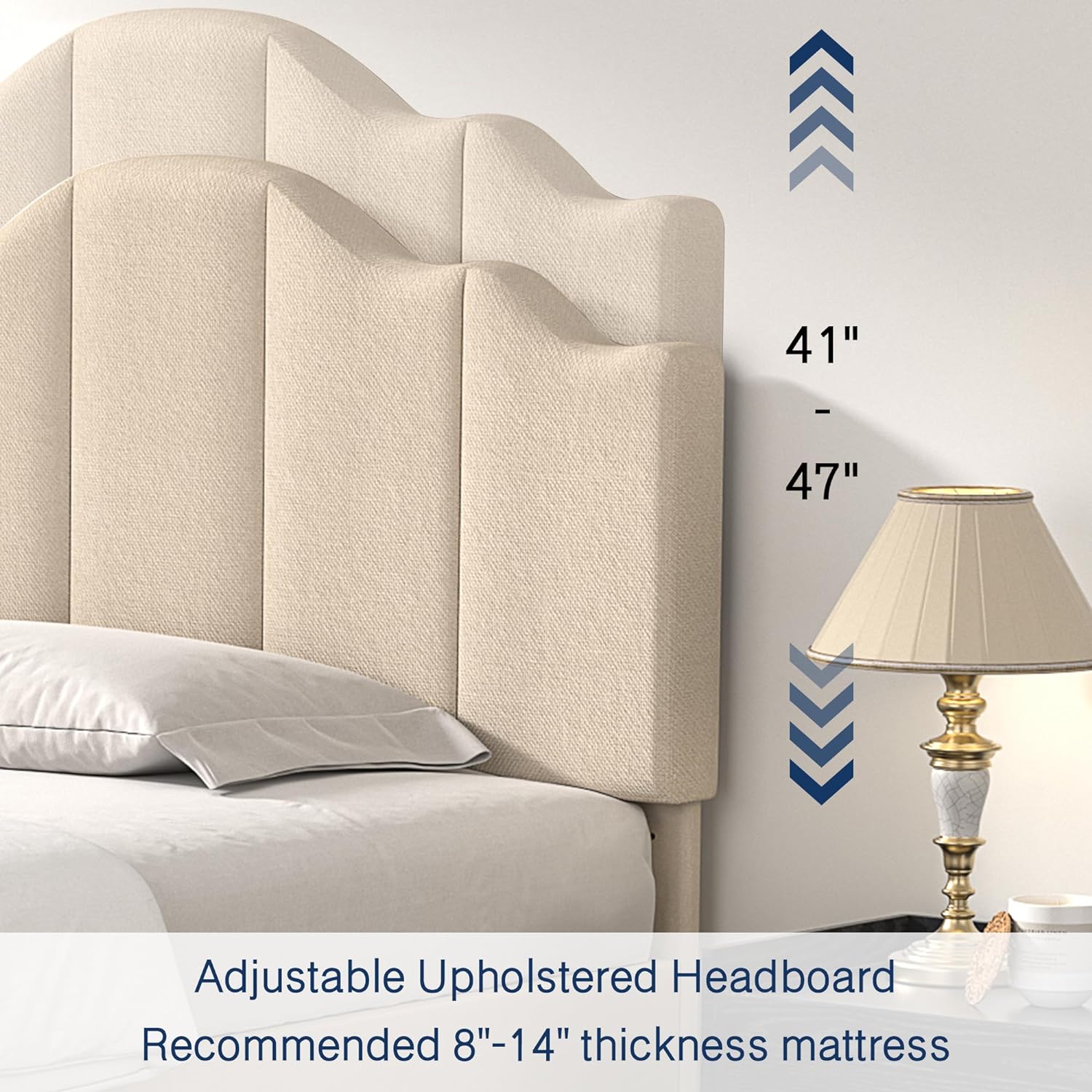 VECELO Upholstered Platform Bed,Mattress Foundation with Headboard