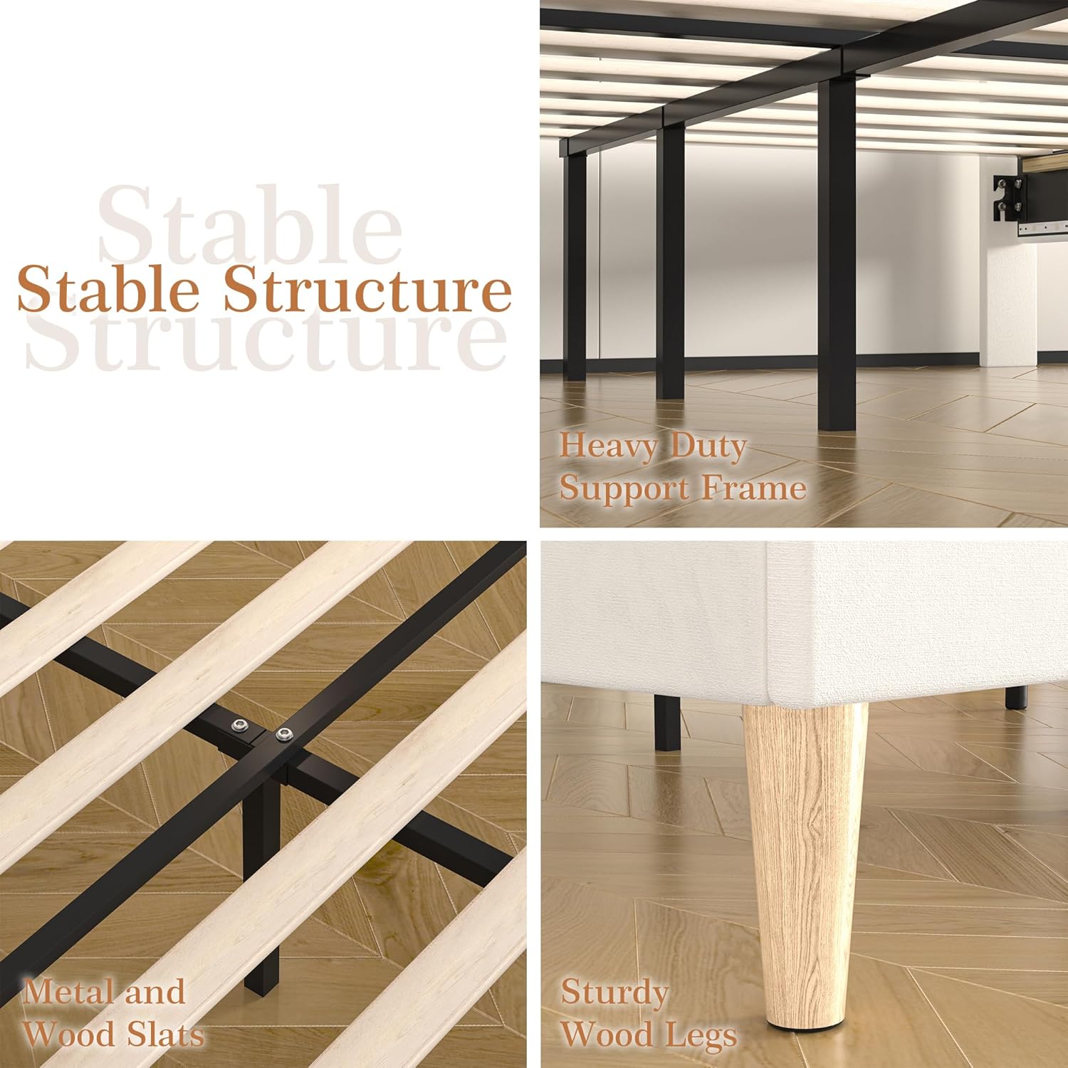 VECELO Bed Frame with LED Lights - VECELO