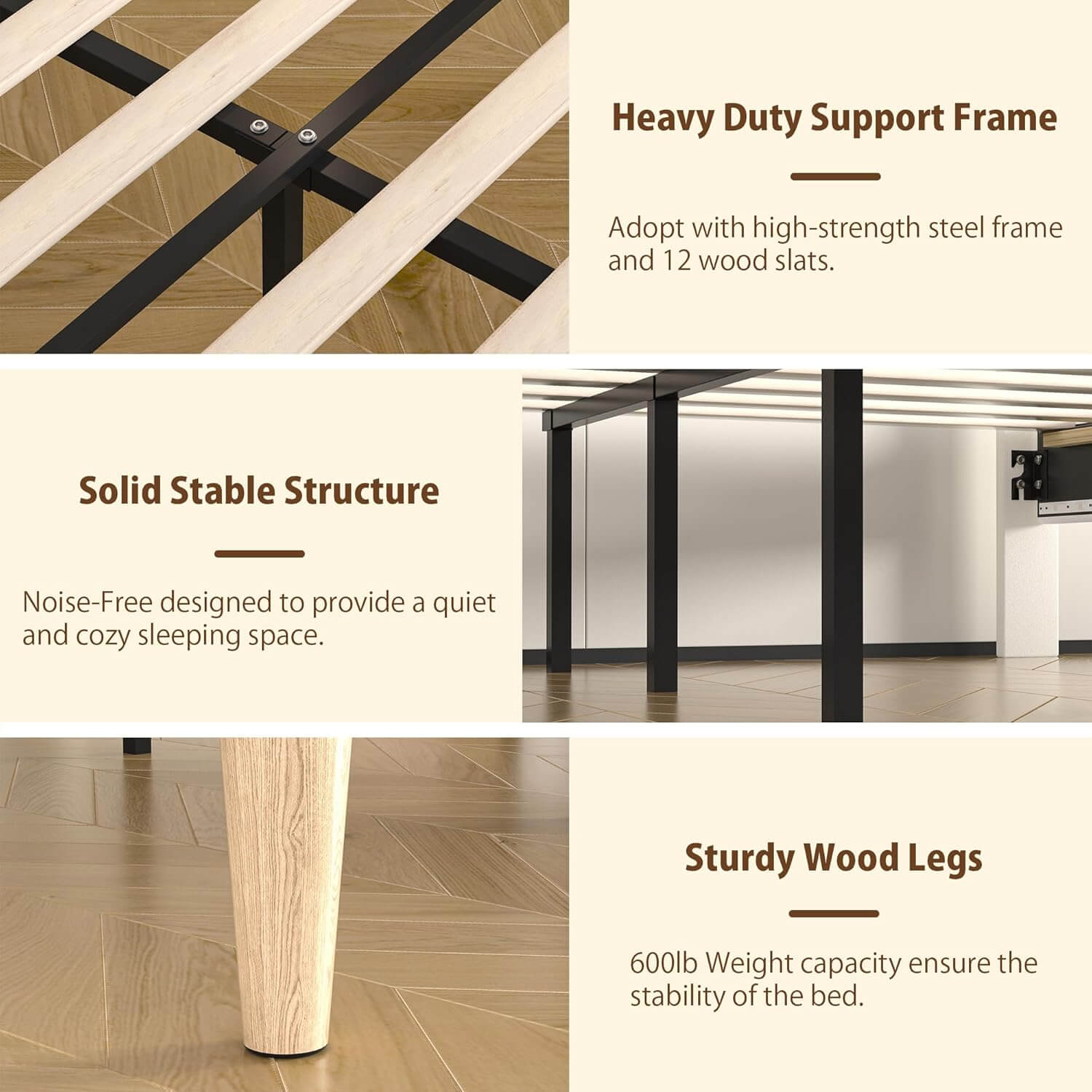 VECELO Bed Frame with LED Lights - VECELO