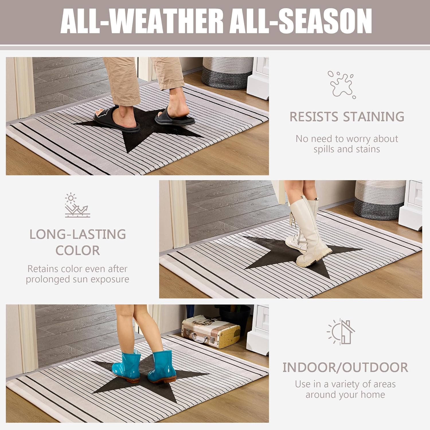 VECELO Front Door Mat Indoor Welcome Mat Outdoor, Absorbent Muddy Kitchen Rugs