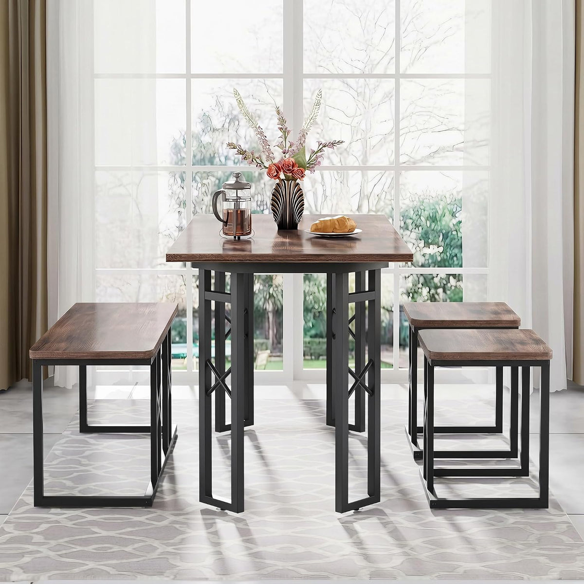 VECELO 43.3" Dining Table Set for 4