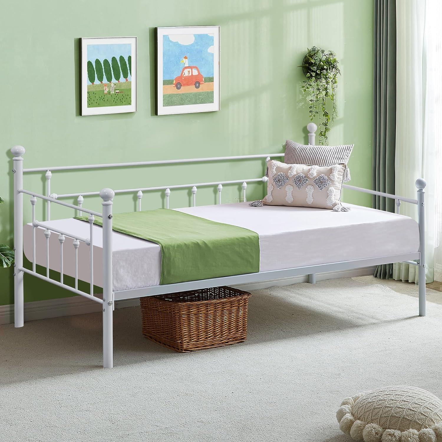 VECELO Daybed Frame, Twin Size Metal Platform Bed with Headboard - VECELO