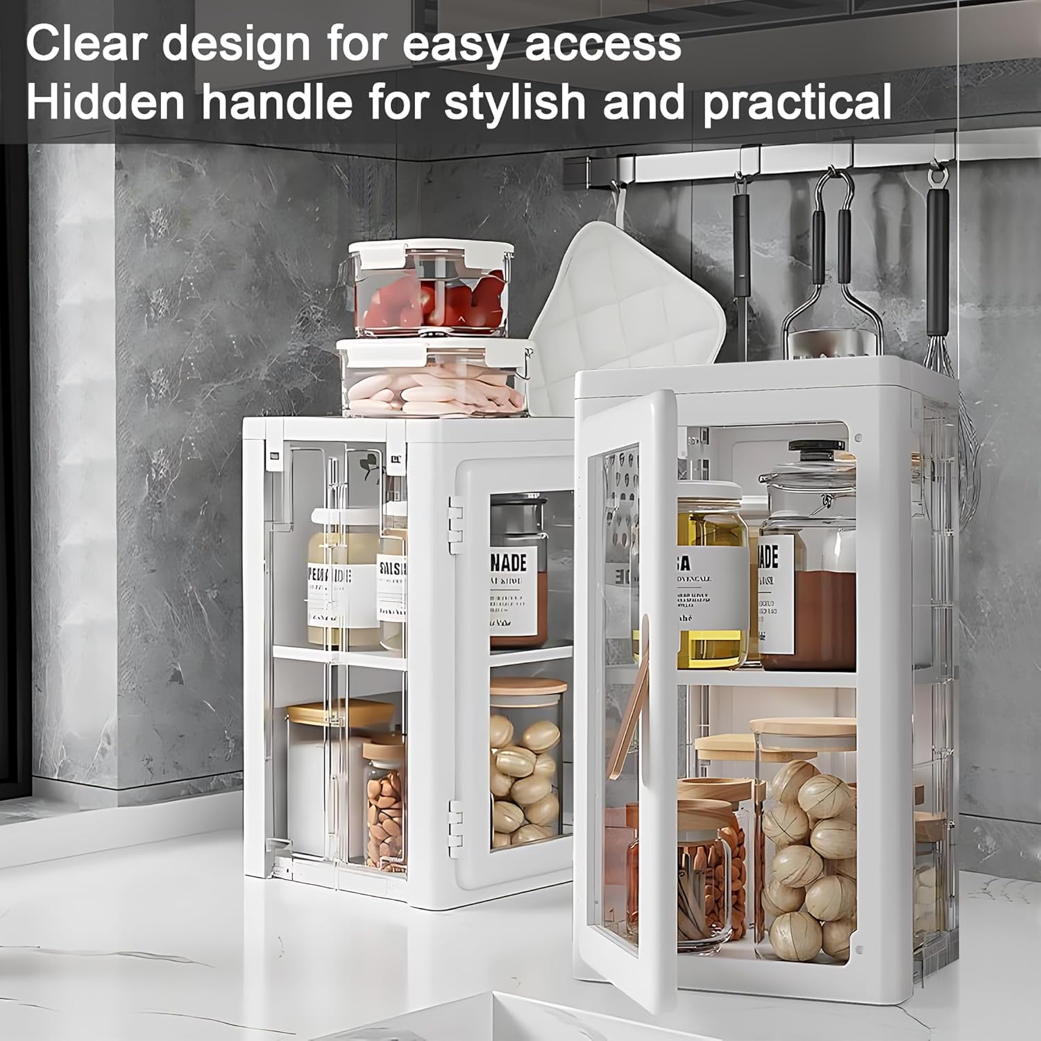 VECELO 4 Tier Tall Plastic Slim Storage Cabinet with Lockable Wheels - VECELO