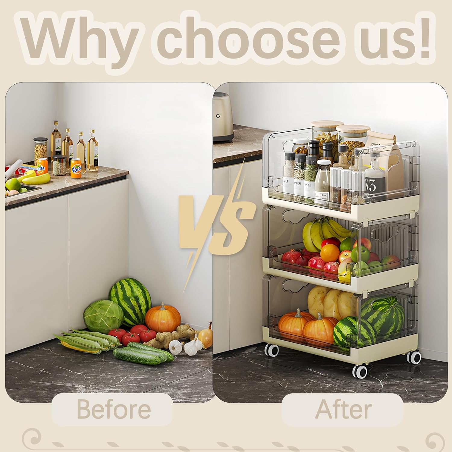 VECELO 3-Tier Fruit and Vegetable Basket