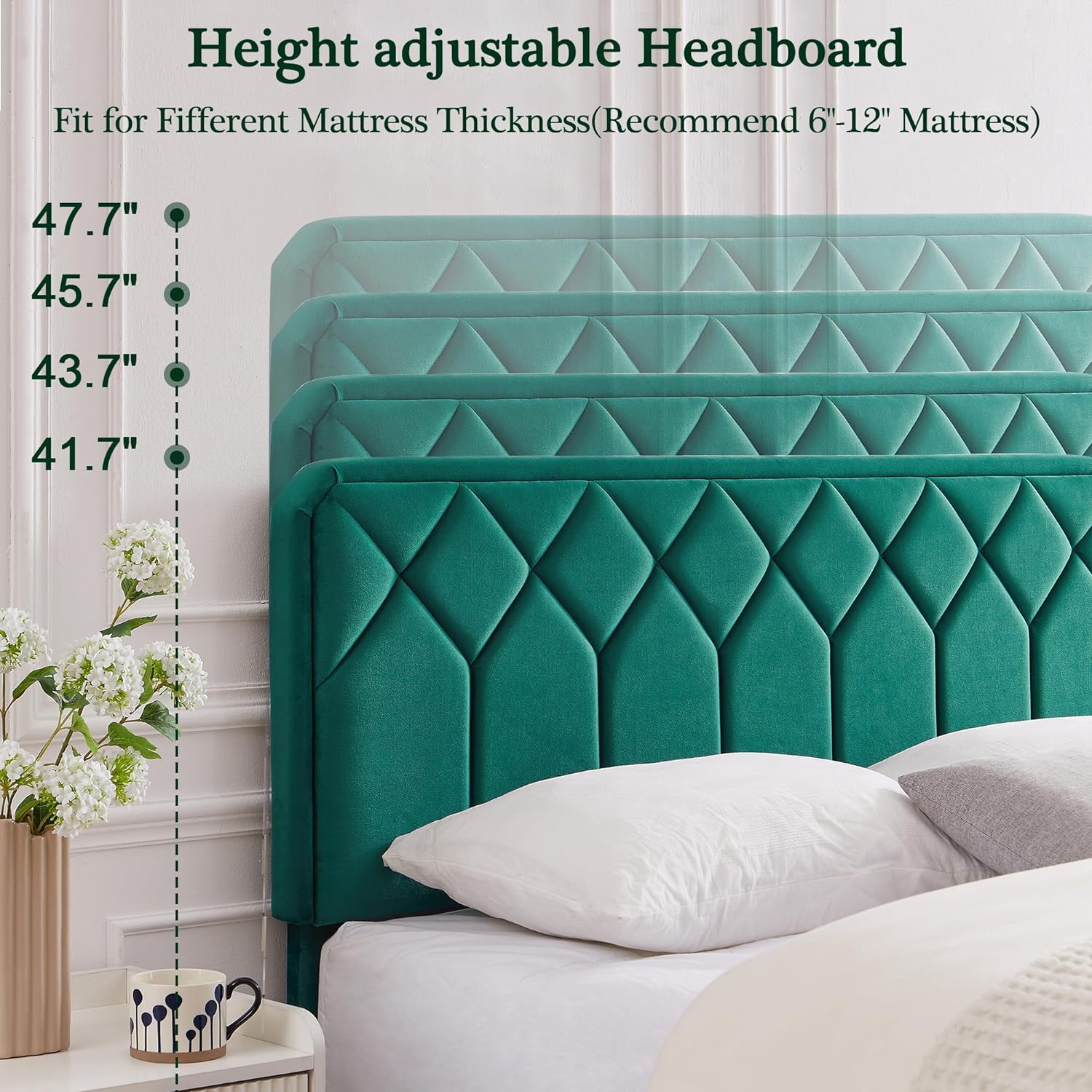 VECELO Premium Leather Upholstered Platform Bed Frame