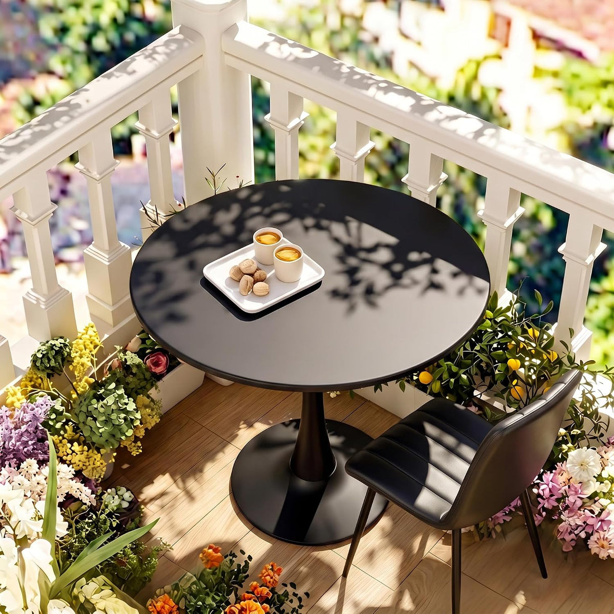 VECELO Round Dining Table, Mid-Century Tulip Table