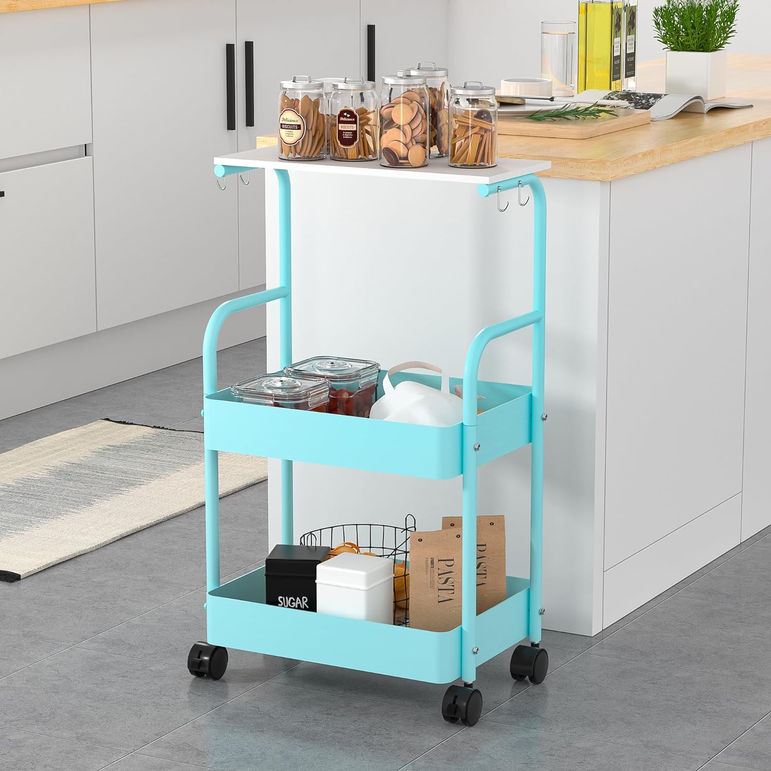 Storage Rolling Cart, 3 Tier Utility Cart Storage Unit Organizers
