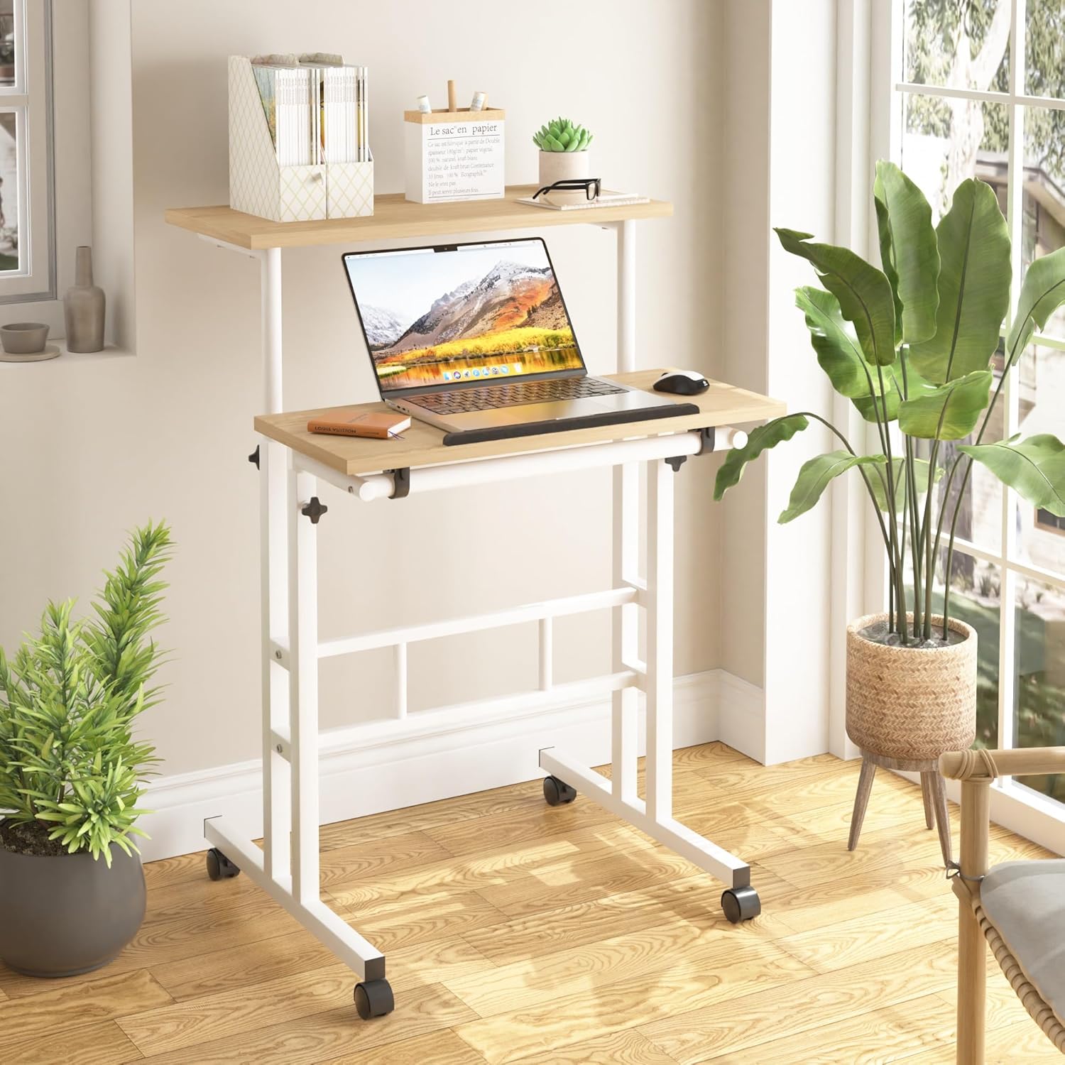 VECELO Small Mobile Standing Desk 24 Inch