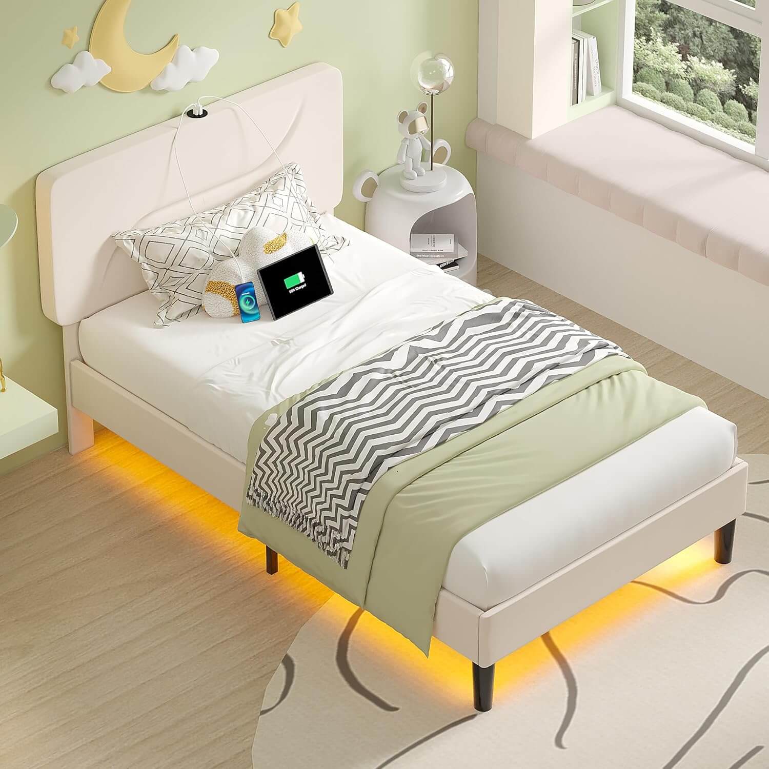 VECELO Bed Frame with LED Lights - VECELO