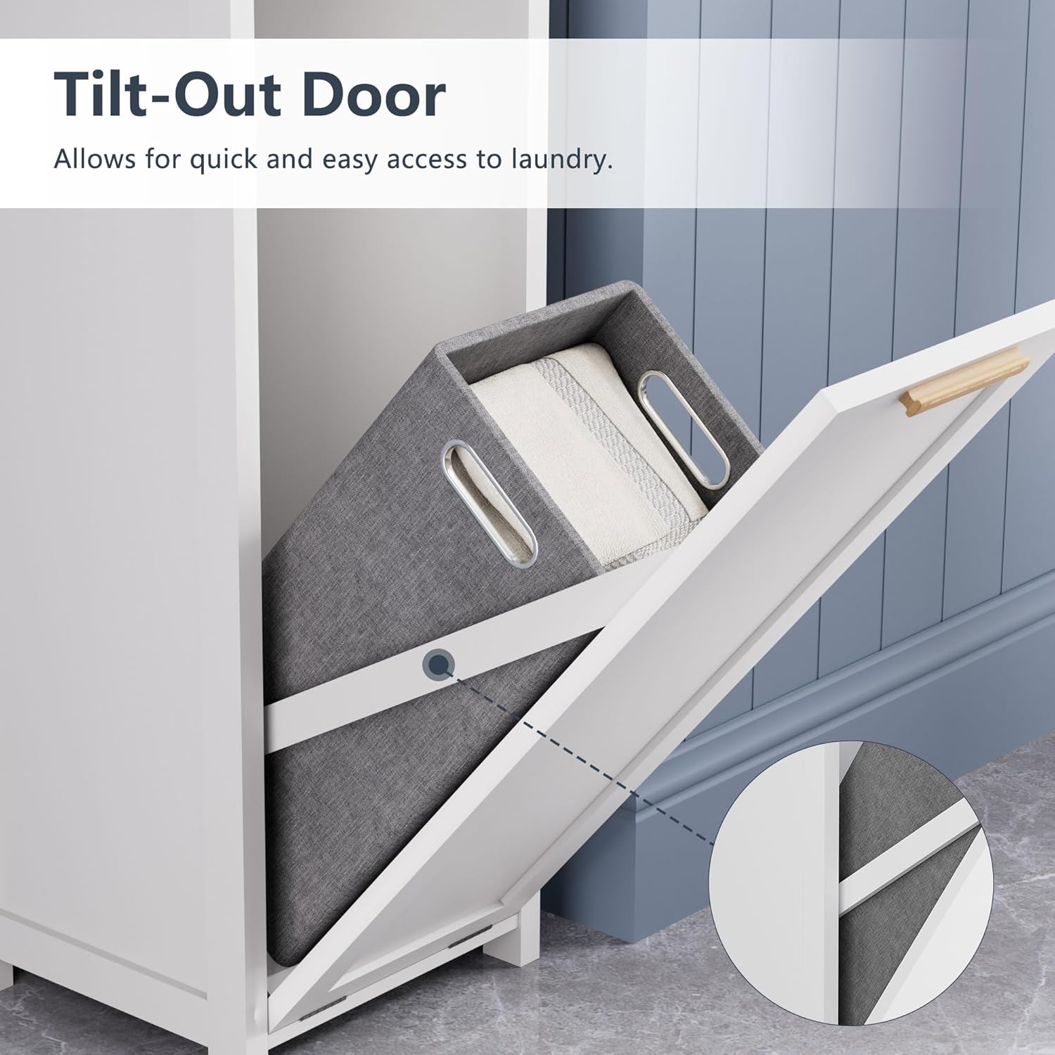 VECELO Tall Bathroom Cabinet with Removable Laundry Hamper