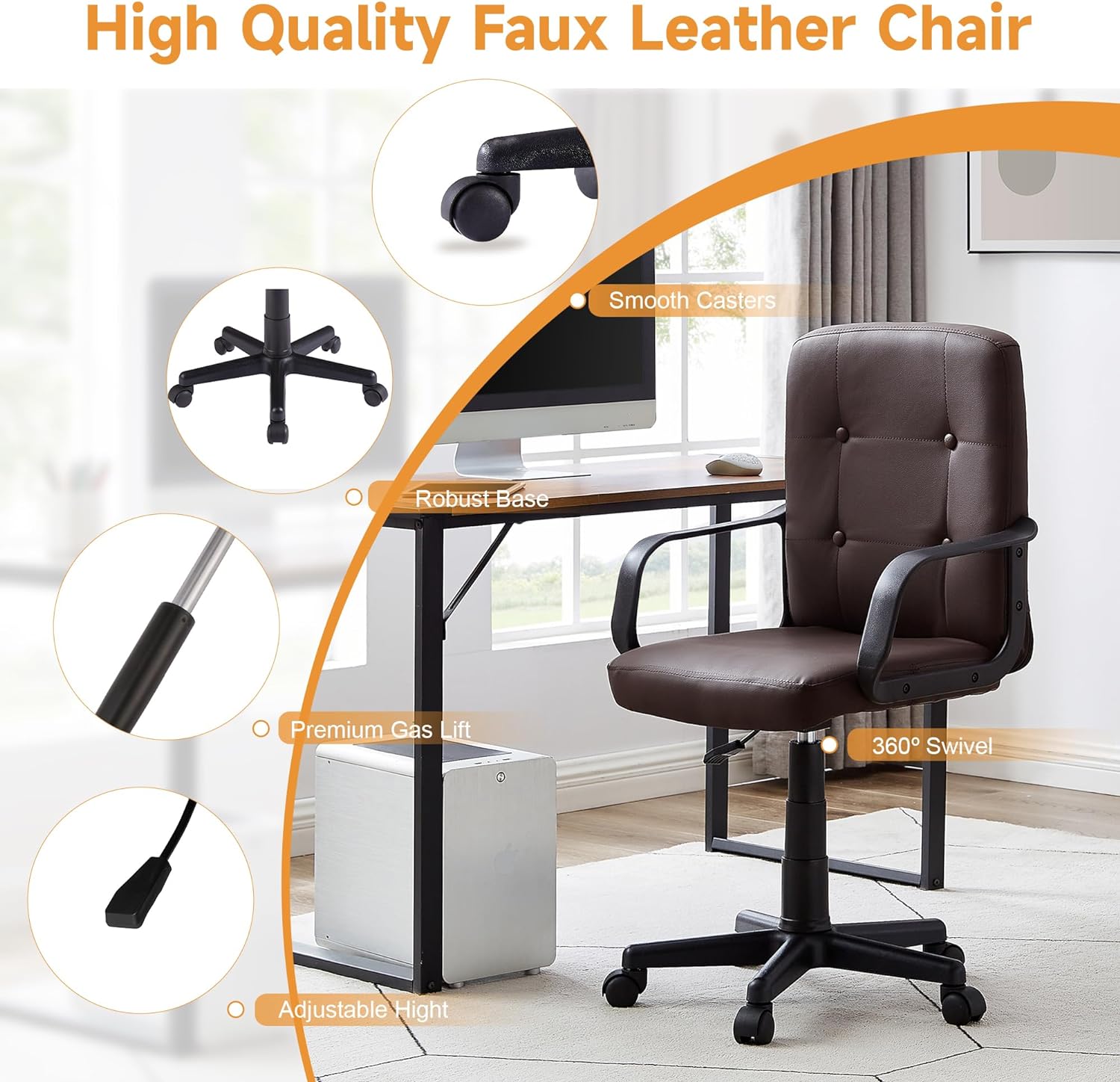 VECELO Home Office Desk Chair with Armrests