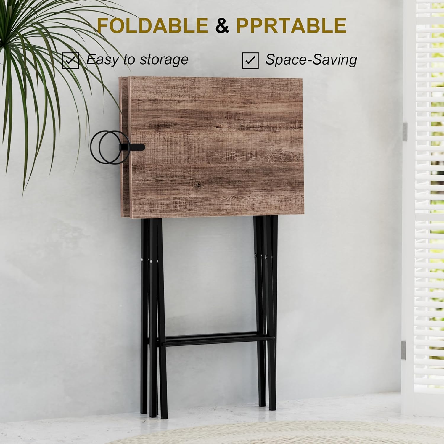 VECELO Folding TV Tray for Eating Set of 2