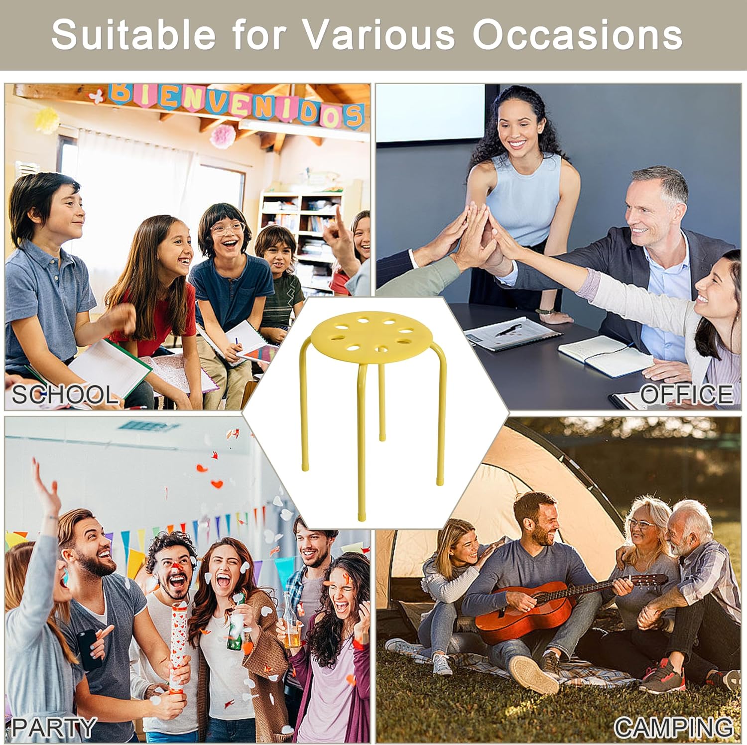 VECELO 6-Piece Stacking Stools, 17.7 Inch Standard Height - VECELO