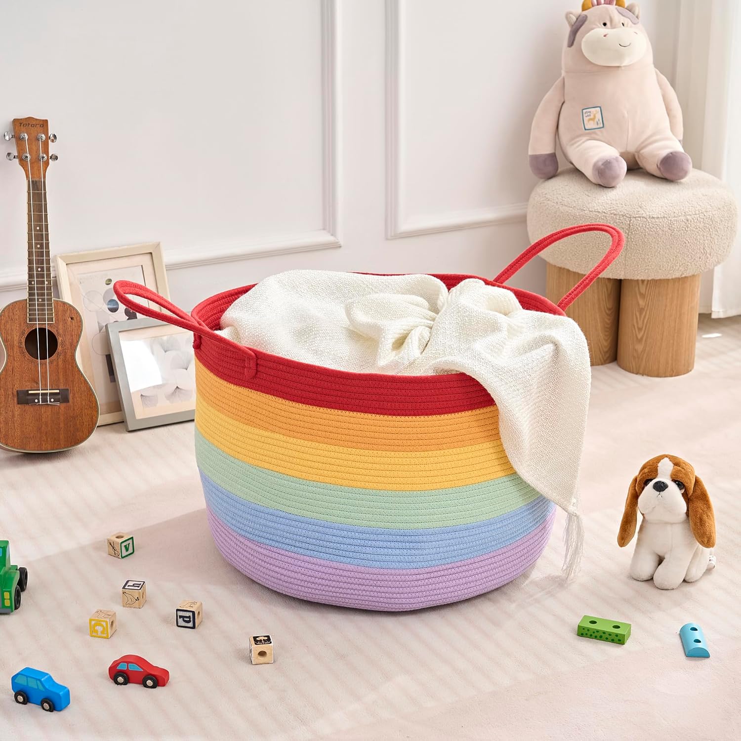 VECELO Large Blanket Basket (20.1" x 12.6")