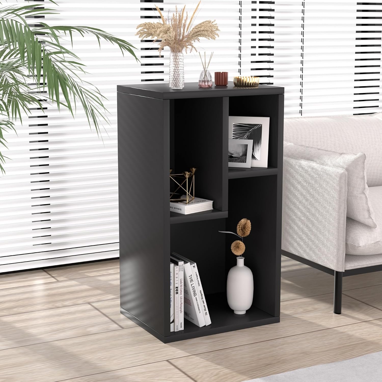 VECELO 3 Cube Small Bookcase, 2-Tier Modern Bookshelf