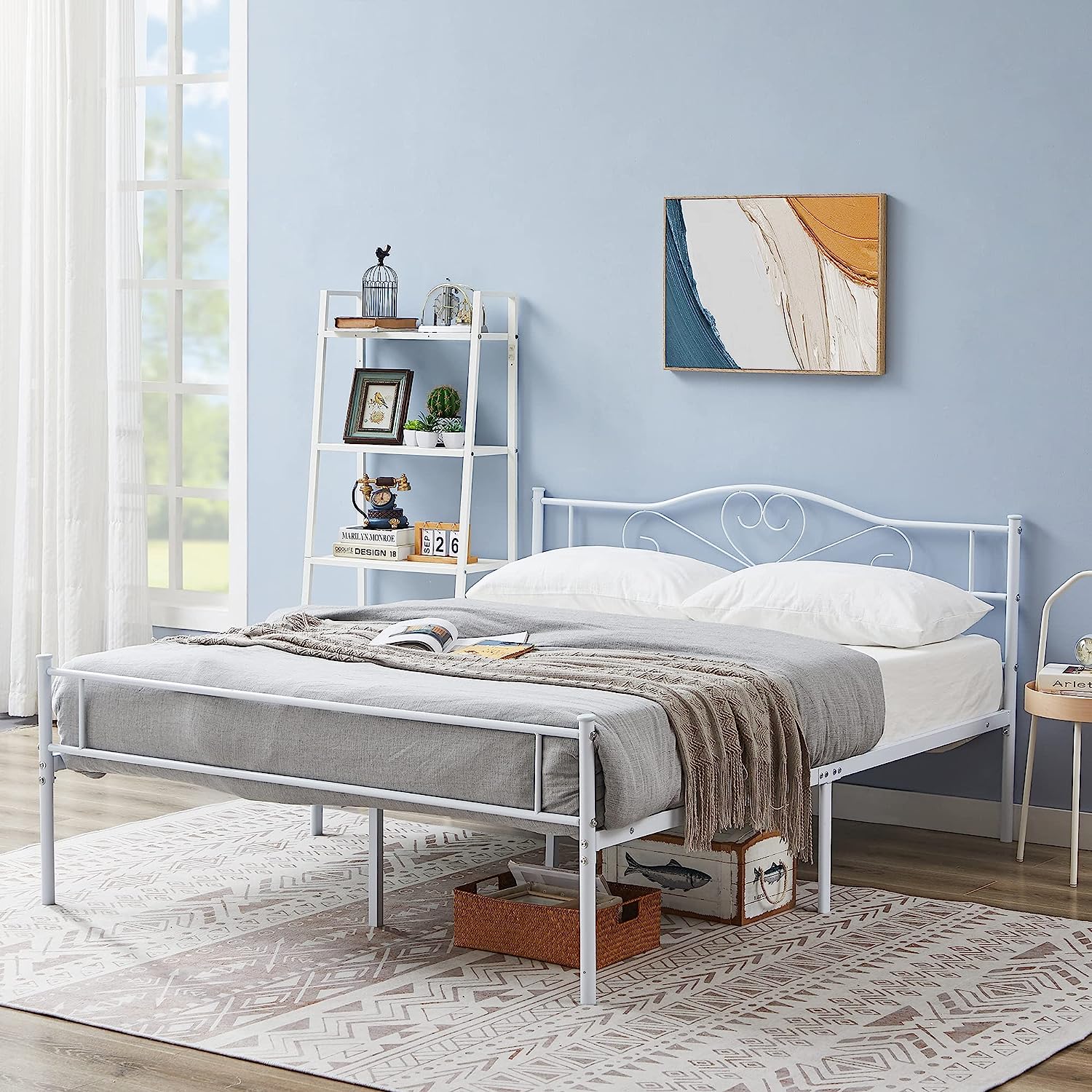 VECELO Metal Platform Bed Frame Mattress Foundation Decorative Headboard & Footboard - VECELO