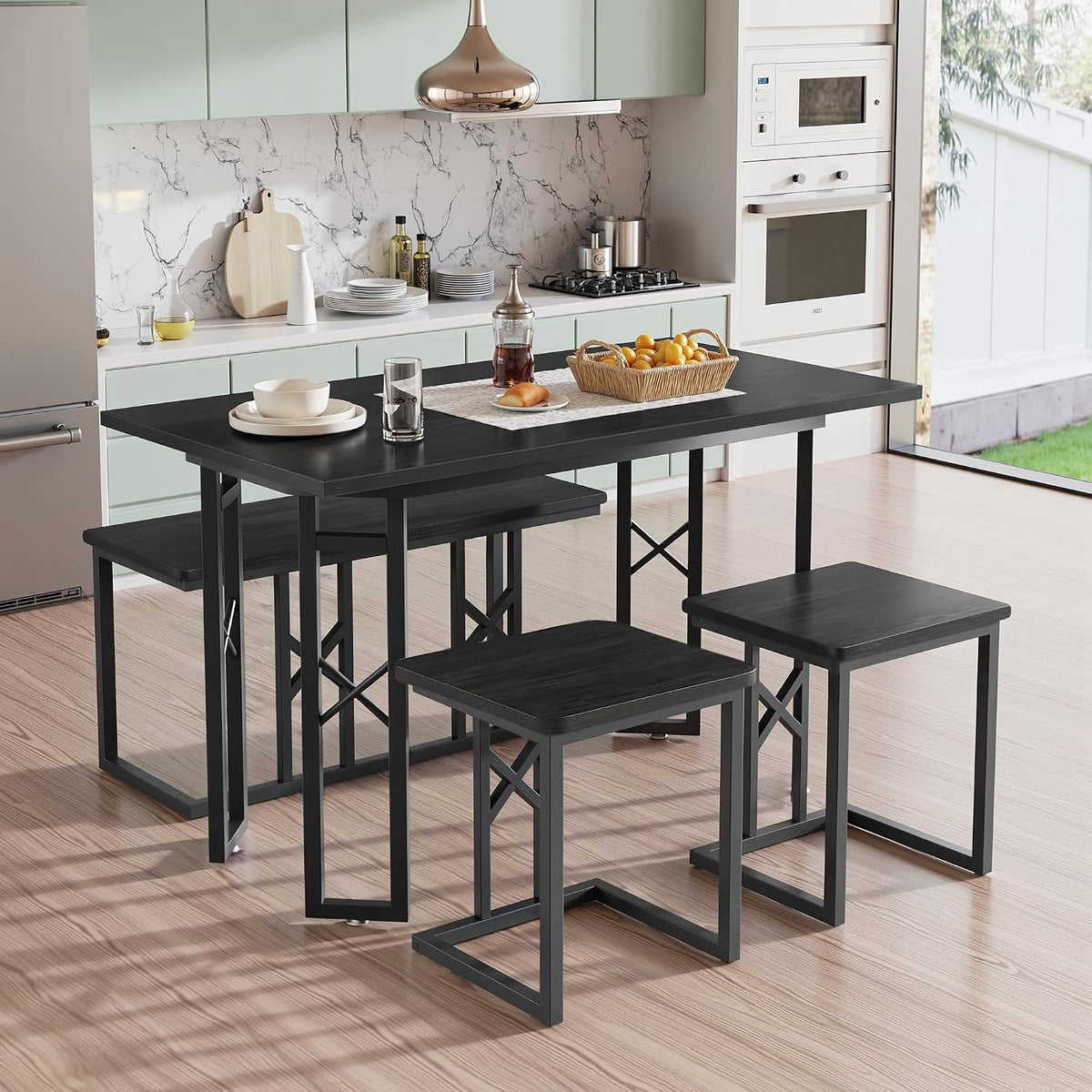 VECELO 43.3" Dining Table Set for 4