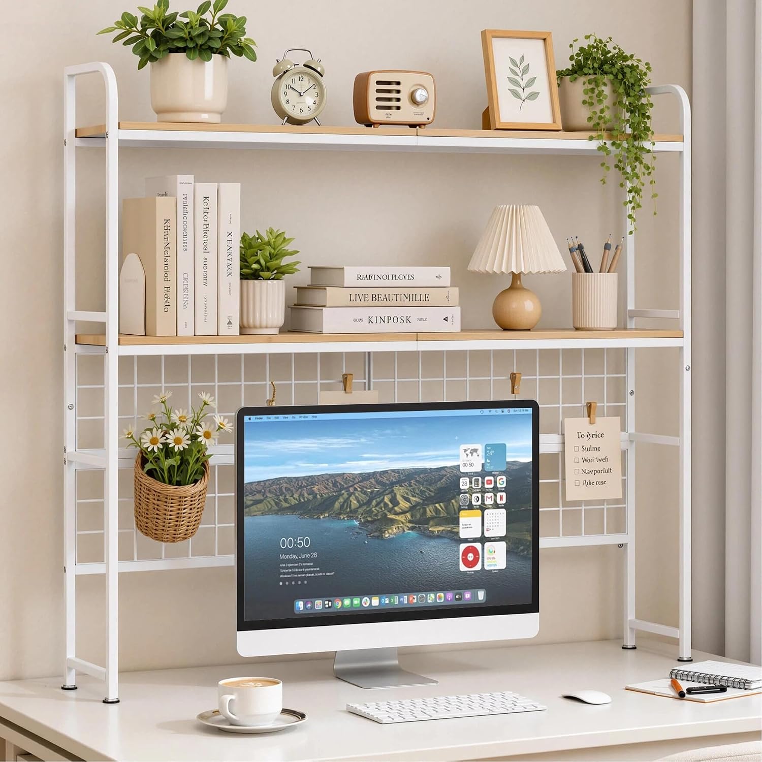 VECELO 2-Tier Desktop Bookshelf